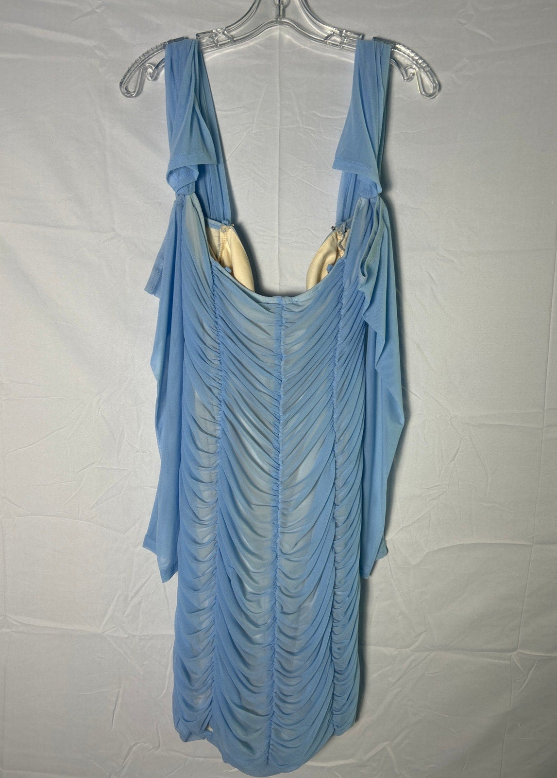 Fashion Nova Baby Blue Ella After Party Ruched Mini Dress Women's Size 2XL