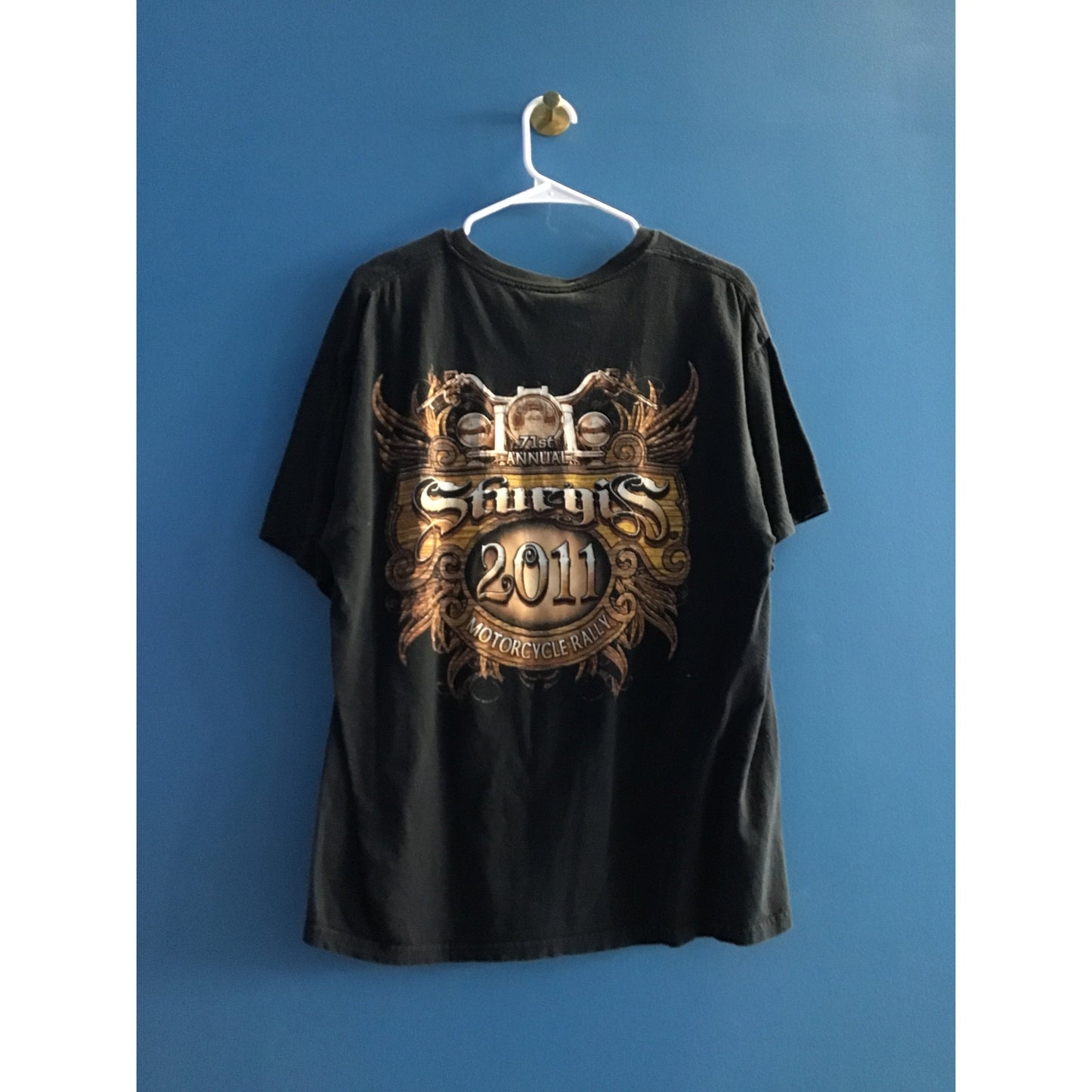 Gildan Sturgis 2011 71st Annual Motorcycle Rally Black Shirt Men's Size Large