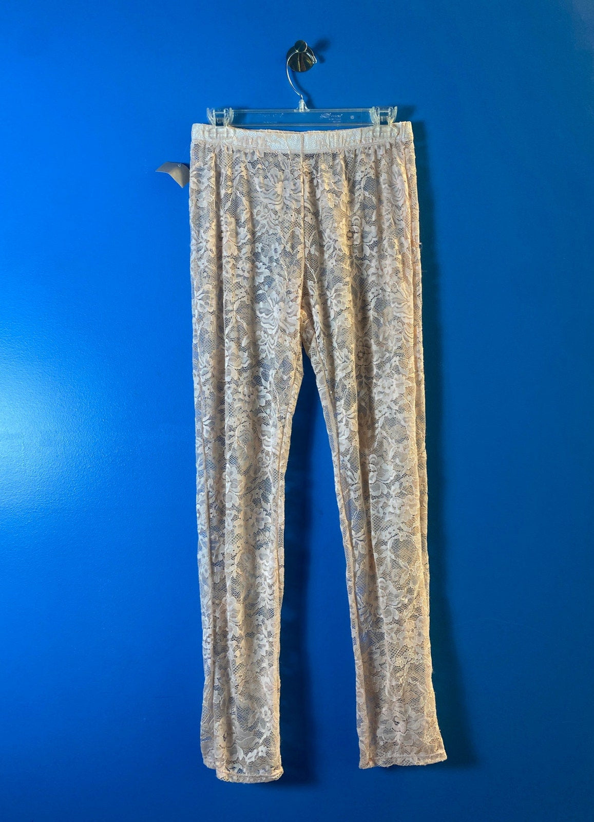 SMC Dolls Kill Pink Floral Lace Skinny Pull On Leggings Pants Women's Size XL