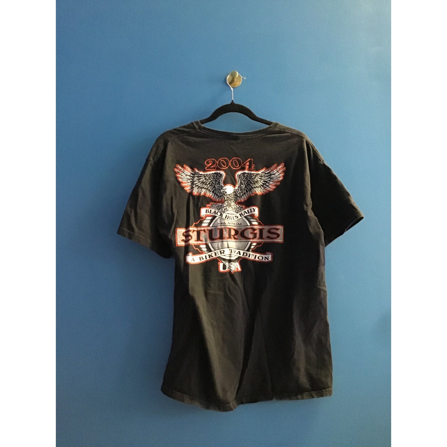 Hanes 2004 STURGIS 64th Annual Black Hills Rally Print Black Shirt Adult Large