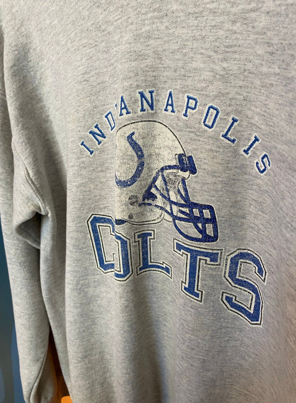 Gildan NFL Indianapolis Colts Logo Print Crew Neck Gray Sweatshirt Men's Size M