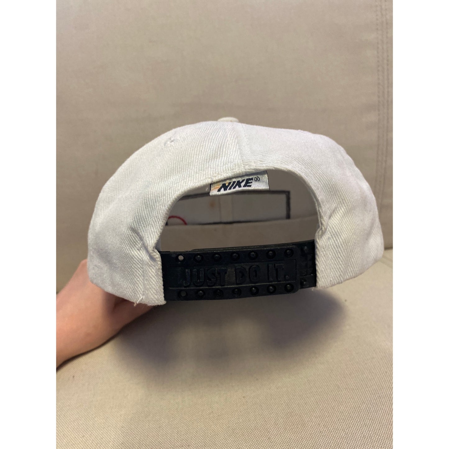 Vintage Nike 80s 90s Nike AIR Hat Cap Embroidered White Brown Snapback