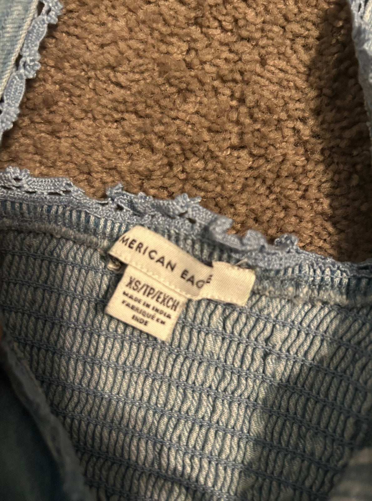 American Eagle Tie-Front Corset Denim Tank Top Smocked Denim Women's Size XS