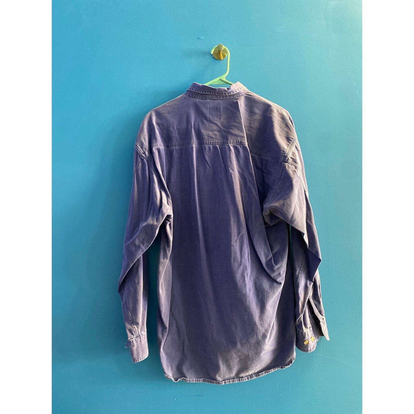 Gap Button Down Long Sleeve Blue Jean Front Pockets Shirt Men's Size Large