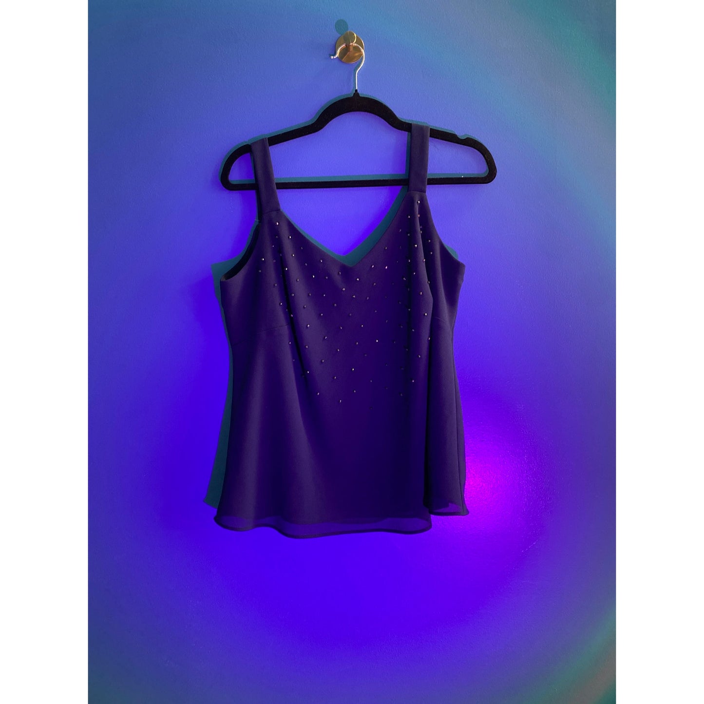 Vintage R&M Richards Blue Beaded Tank Top Sleeveless Women's Size 14