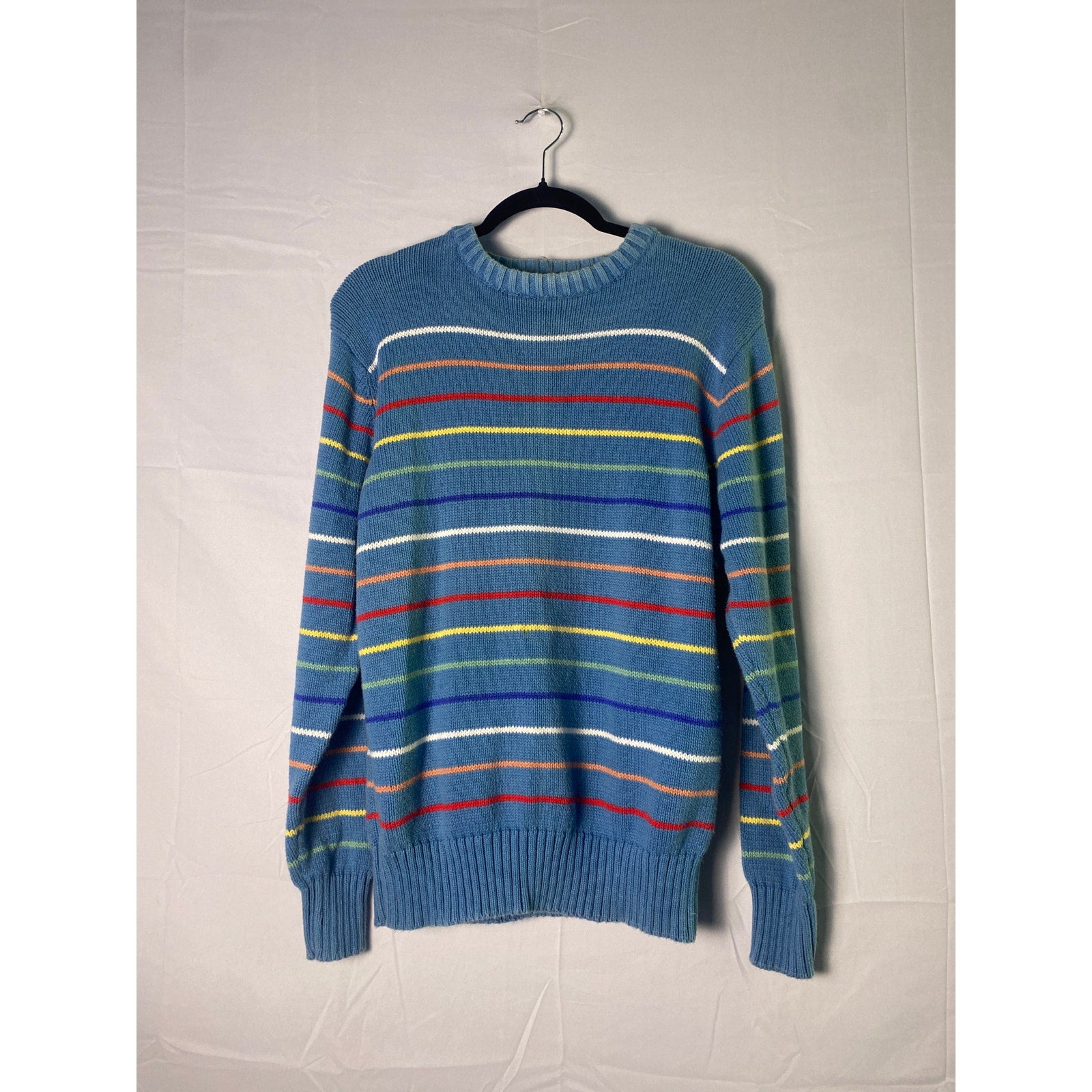 Vintage Givenchy Monsieur Blue Stripe Crew Neck Pullover Sweater Women's Large