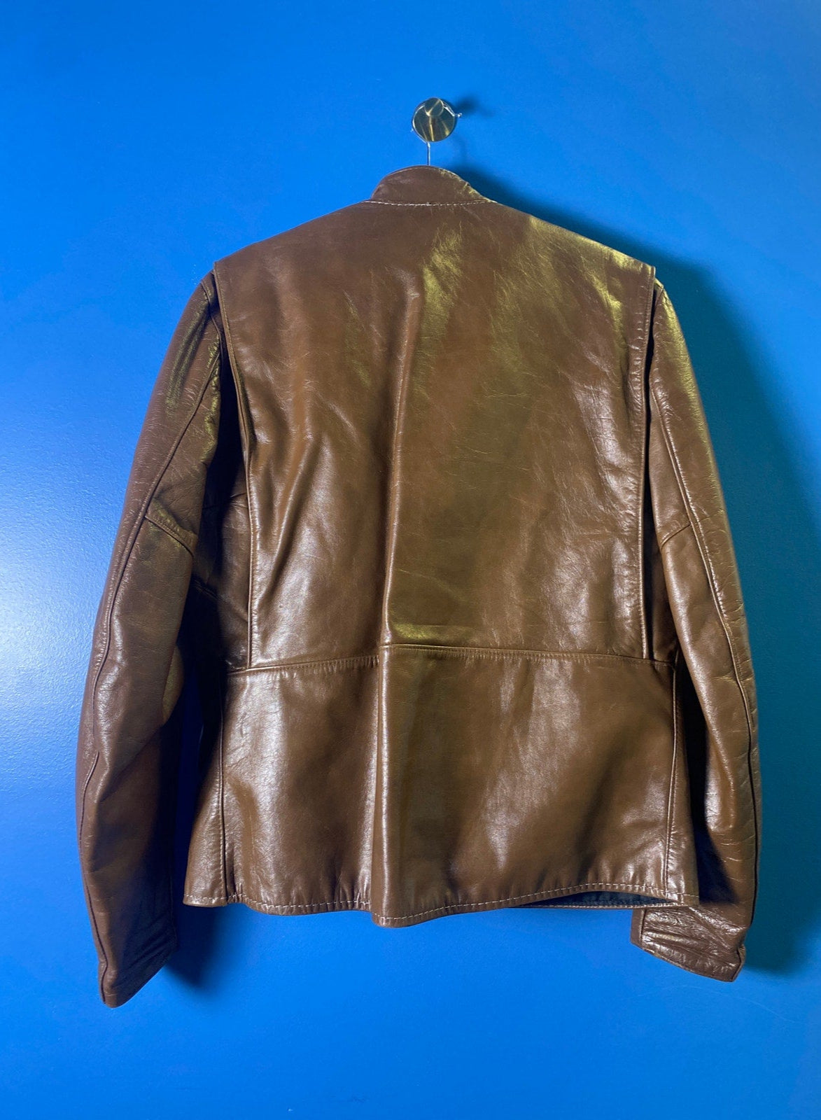 Vintage Reed Brown Sherpa Full Zip Leather Jacket Zip Pockets Men's Size Large