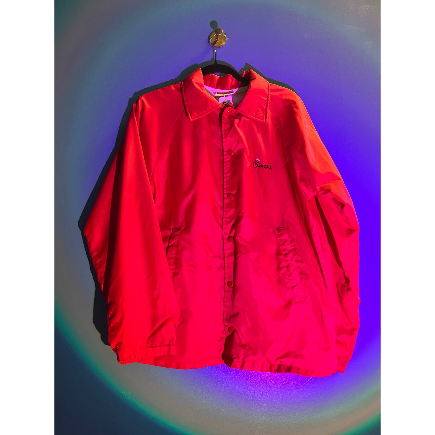 Vintage Chick-Al-A Button Snap Red Bomber Windbreaker Jacket Men's Size Medium