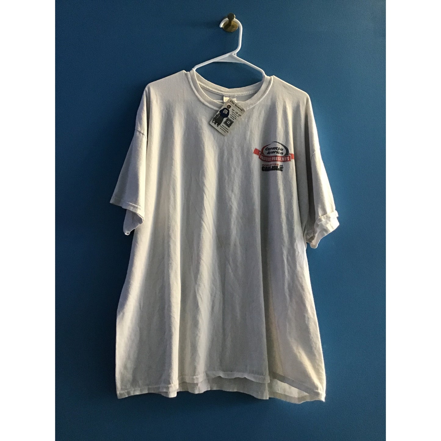 Gildan Corvette America Graphic Print White Shirt Crew Neck Short Sleeve 2XL