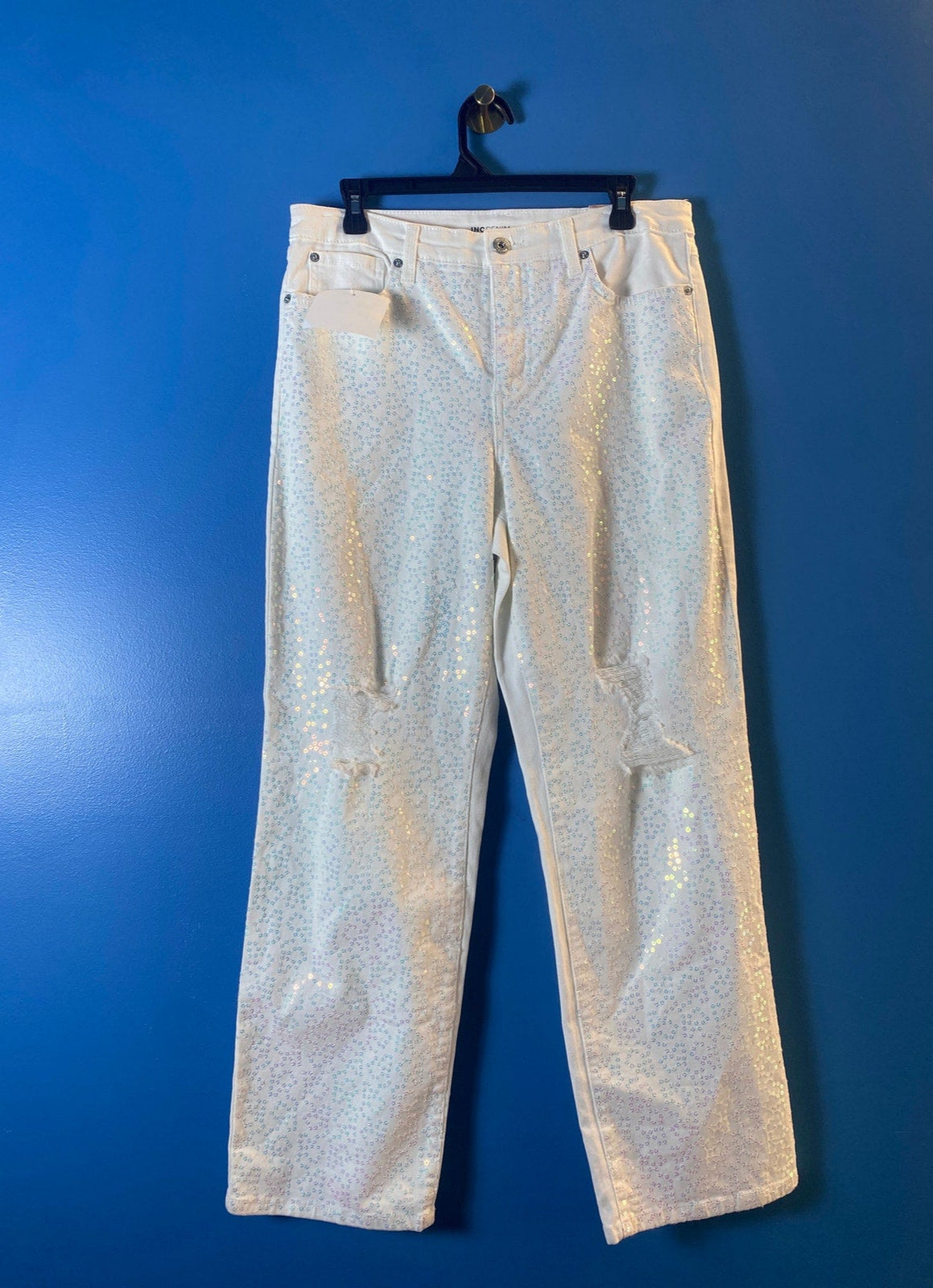 INC International Concepts Fashion Basics Straight High Rise White Jeans 10/30