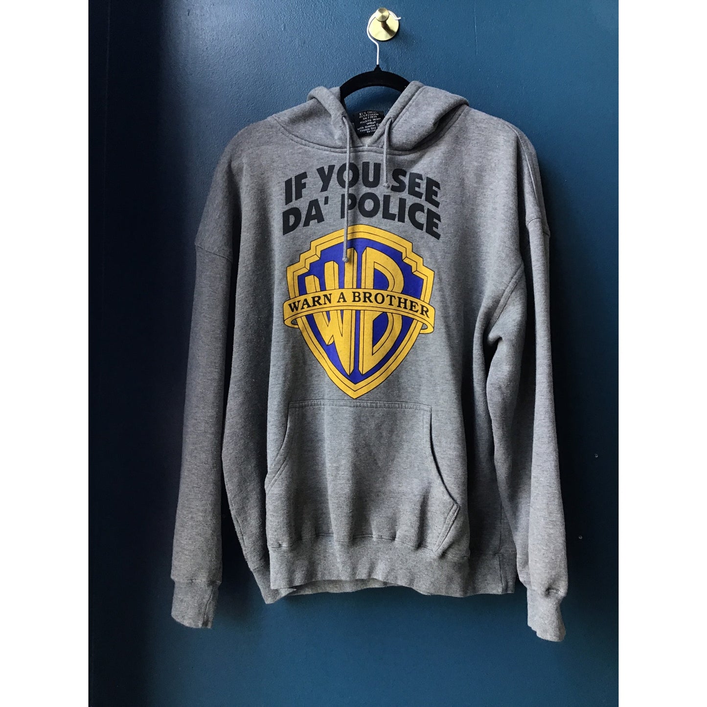 212 If You See Da' Police Warn A Brother Gray Hoodie Sweatshirt Men's Size Large