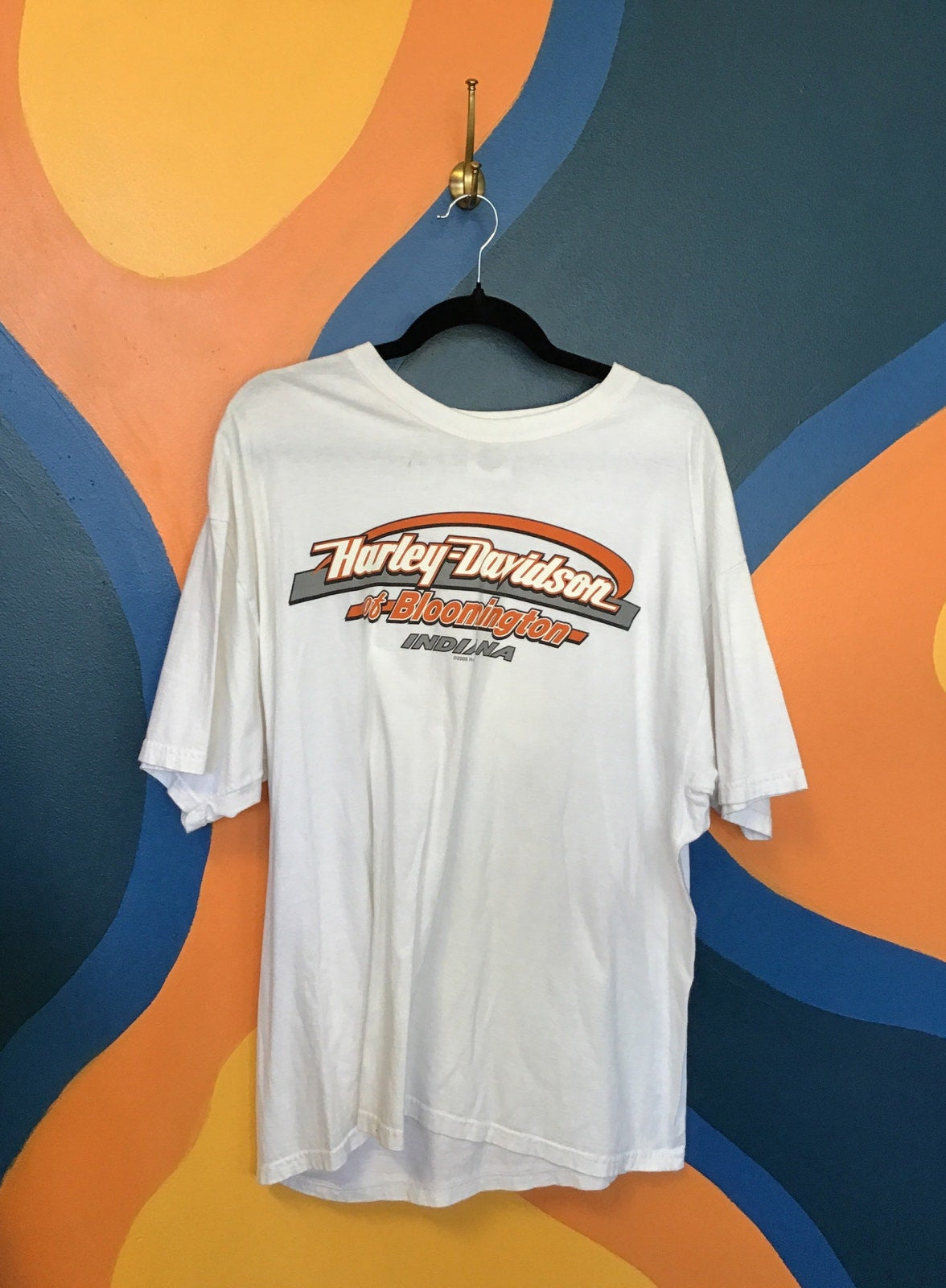 Harley Davidson Motorcycle of Bloomington, Indiana Graphic White Shirt Men's XL
