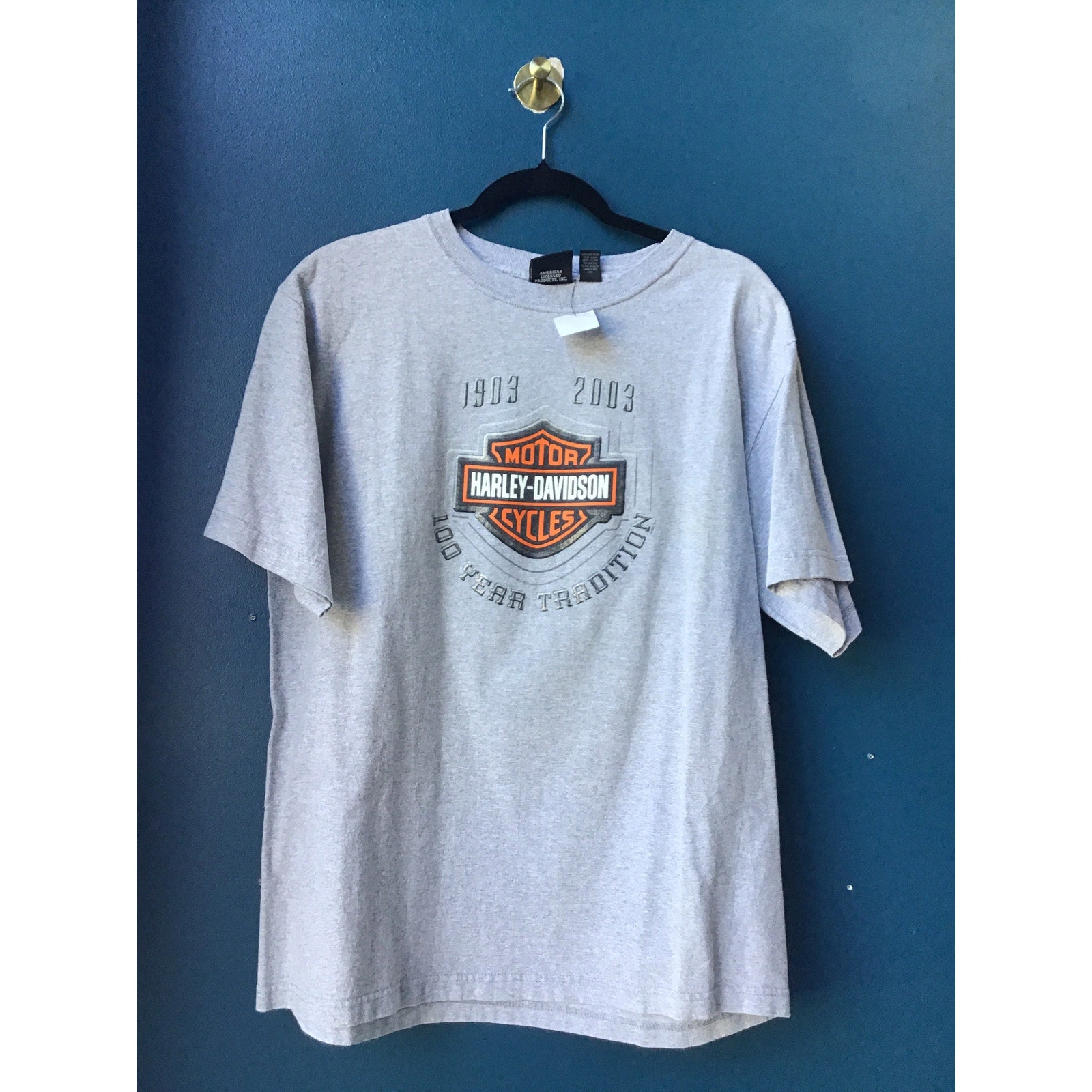 Harley Davidson INDYWEST PLAINFIELD, IN 100 Year Tradition Gray Shirt Large