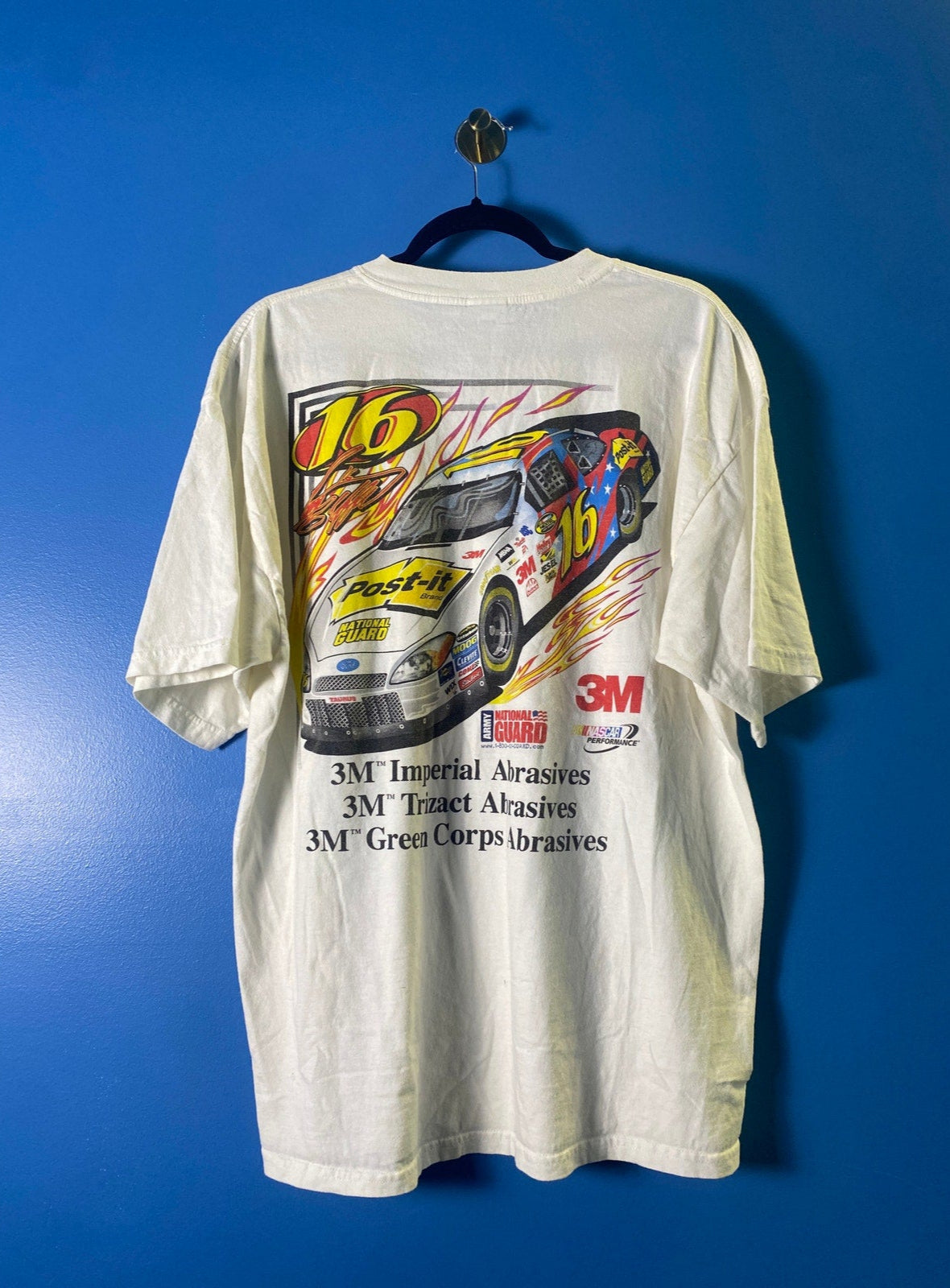 Gildan 3M Abrasives Nascar Performance Racing Car #16 T Shirt White Adult XL