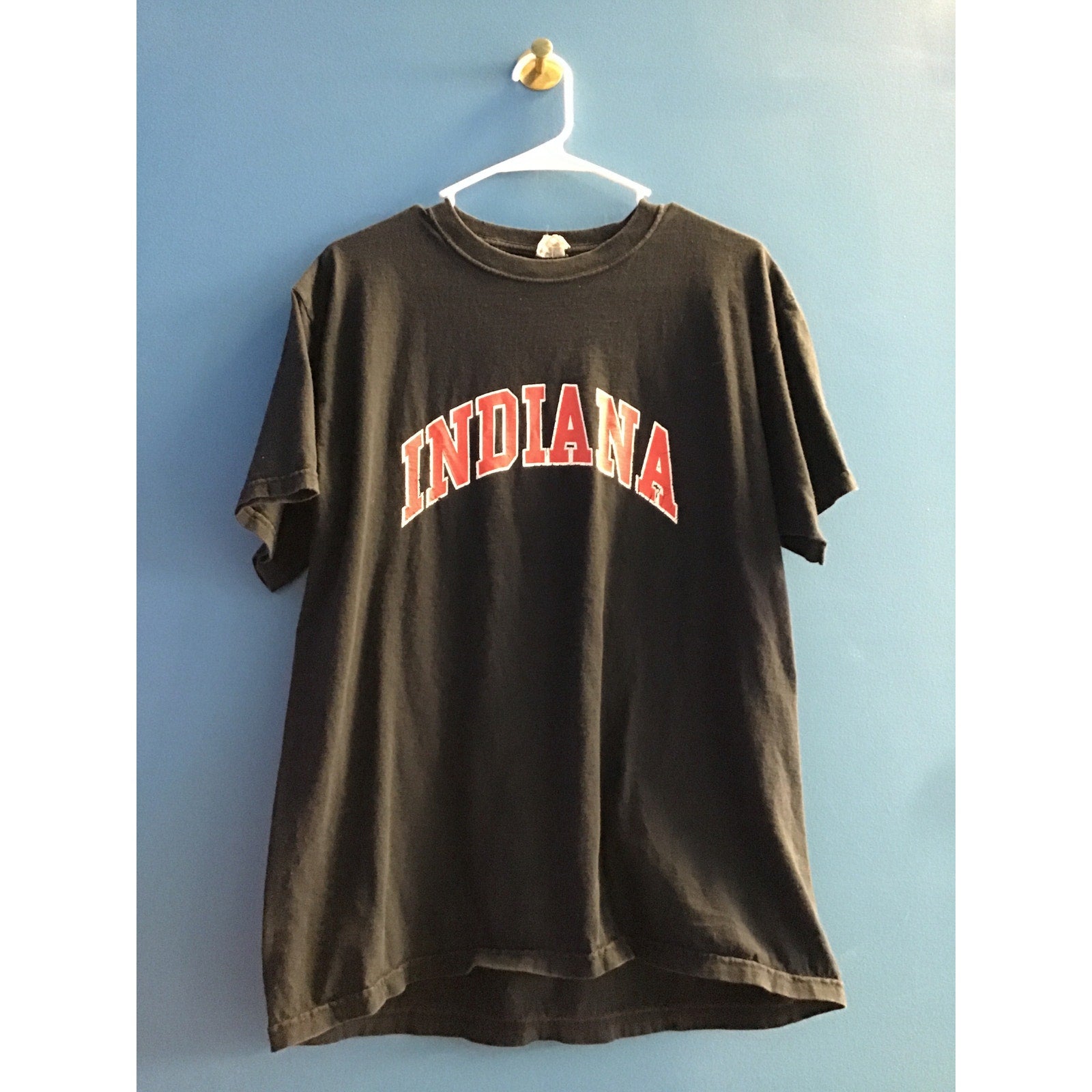 Y2K IU INDIANA Hoosier Graphic Print Black Arch T-shirt Women's Size Large
