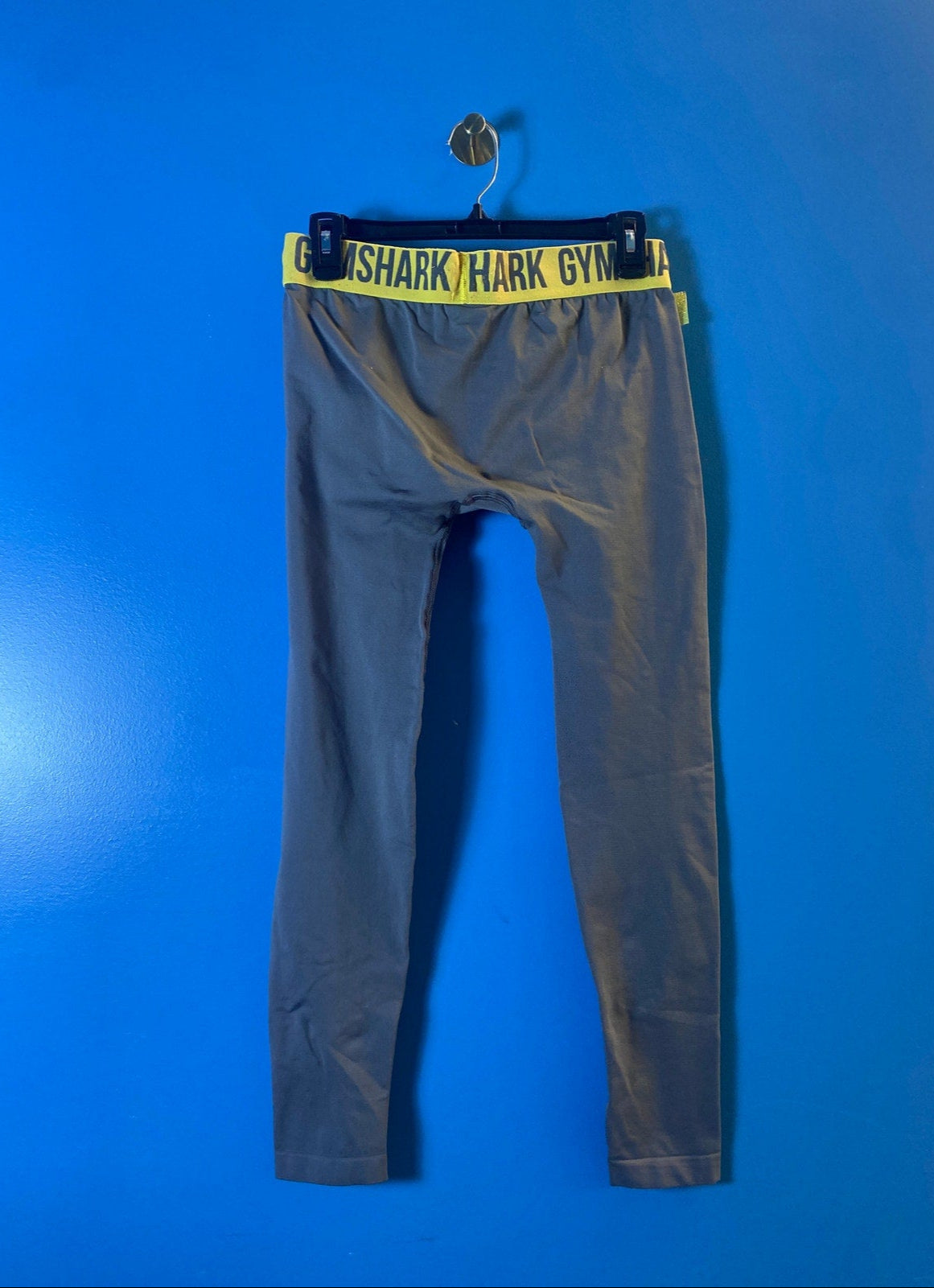 SMC Gymshark Logo Gray Yellow Leggings Pull On Pants Men's Size Large