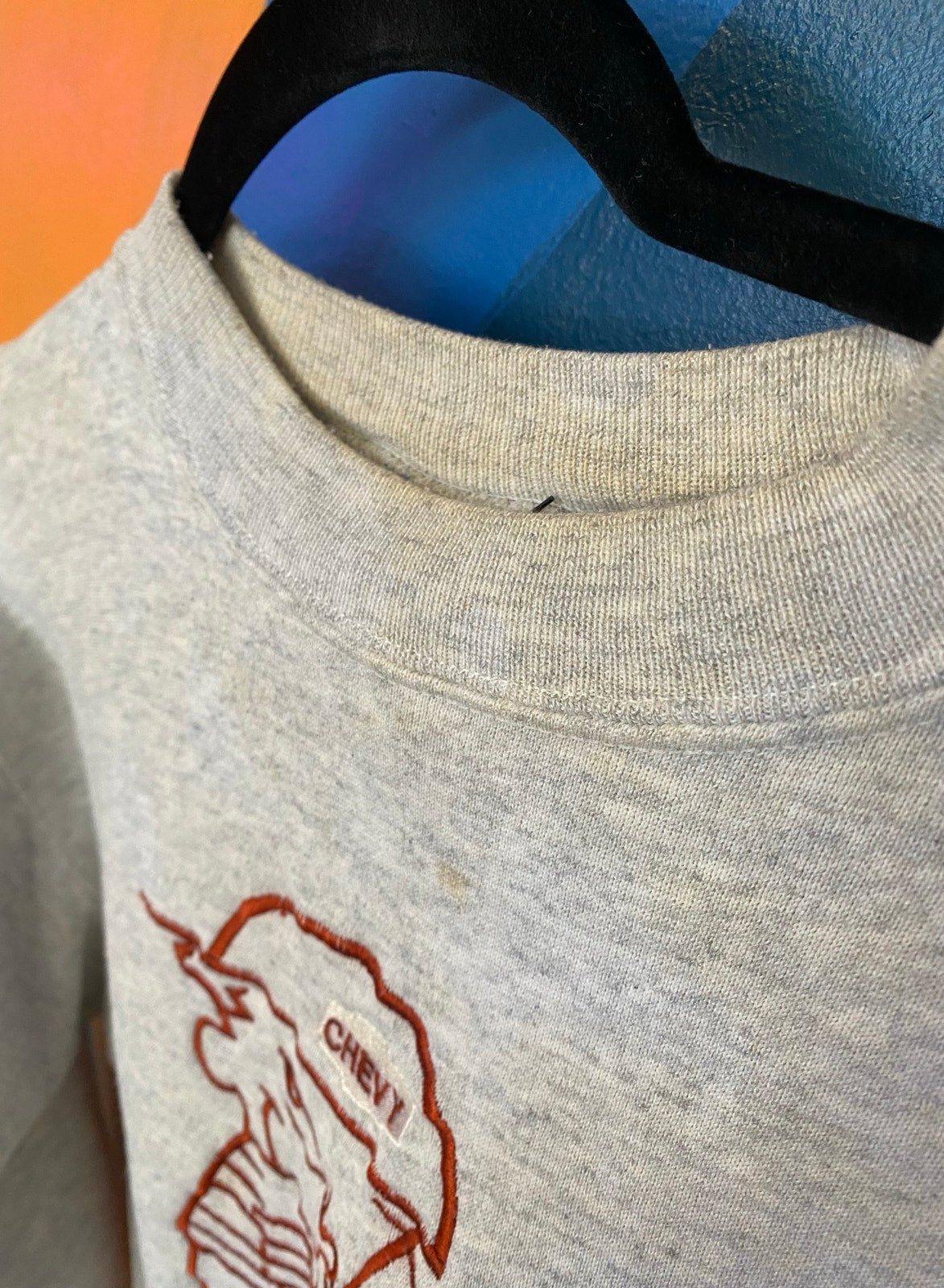Funny Vintage Crew Neck Gray Heavyweight Chevy Sweatshirt Men's Size Medium