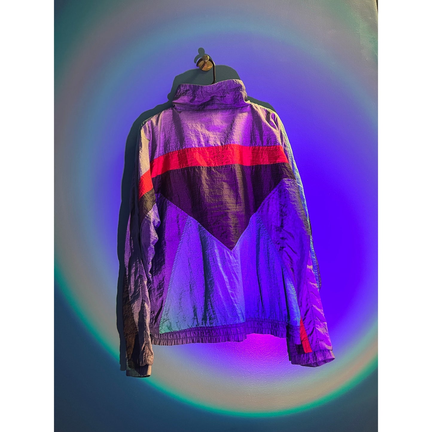 80's Vintage Colorblock Full Zip Windbreaker Jacket Men's Size Medium
