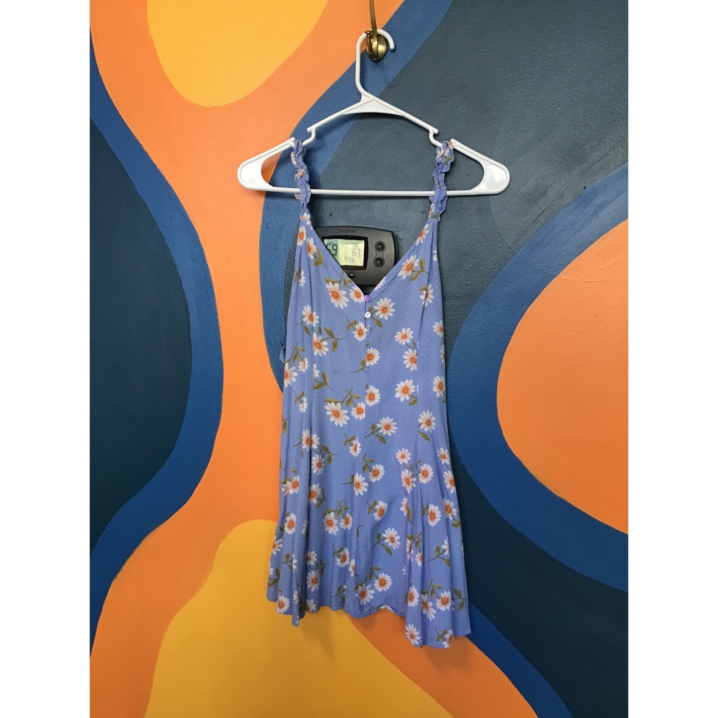 Forever 21 Blue Daisy Floral Mini Dress Sleeveless Women's Size Small