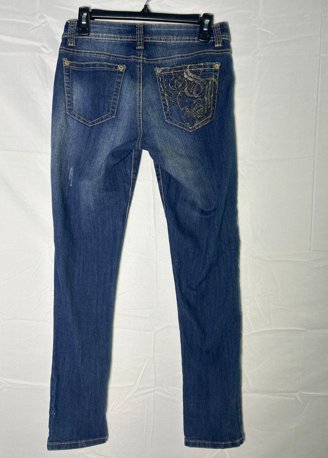 Southpole Embellished Beads Skinny Blue Denim Jeans Dark Wash Junior Size 7