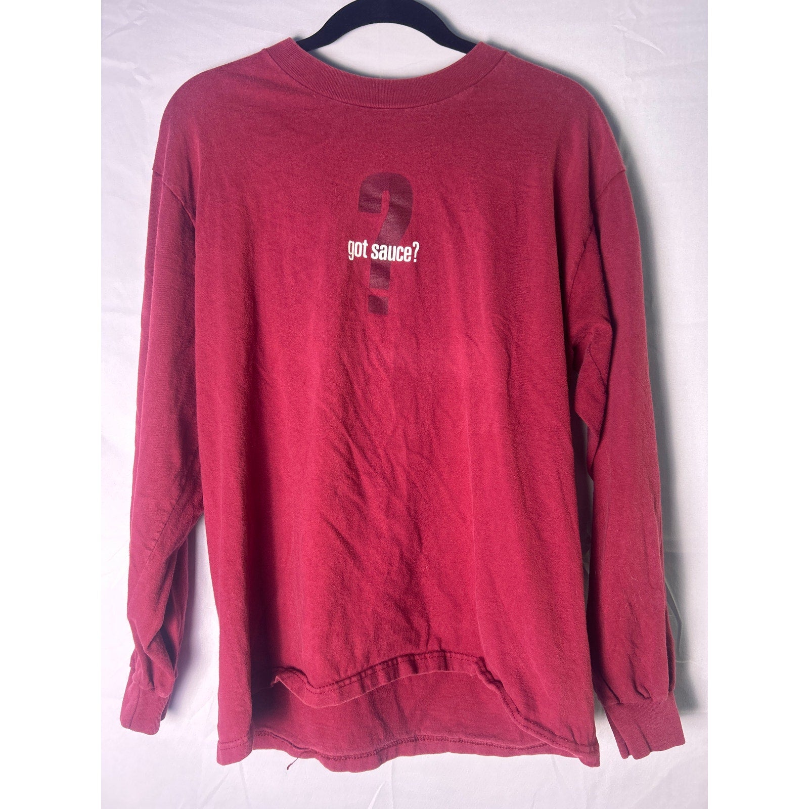 Hanes Got Sauce? Asian American Sauce Red Long Sleeve Shirt Men's Size Large