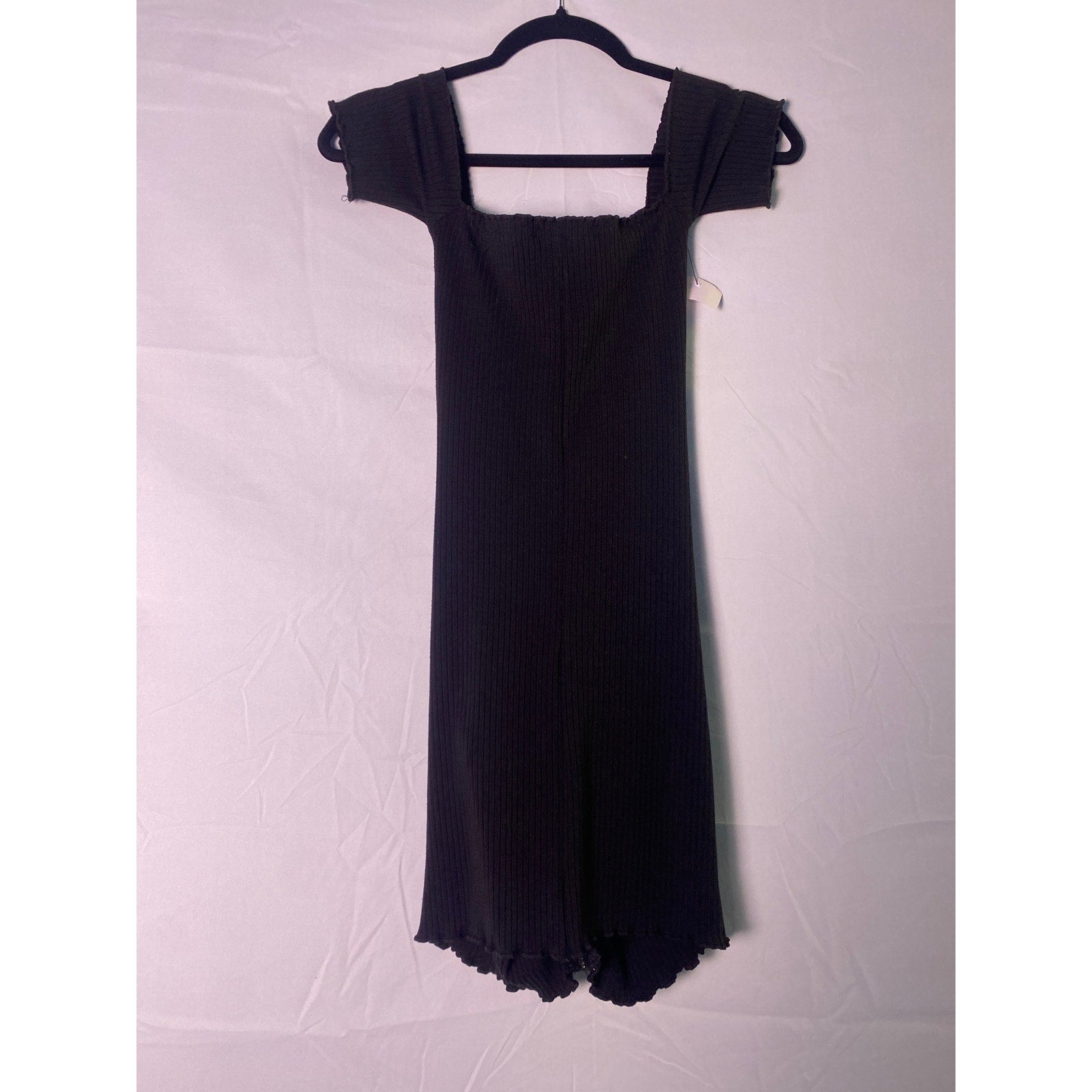 FOREVER 21 Black Knit Full Zip Off Shoulder Mini Dress Women's Size Small