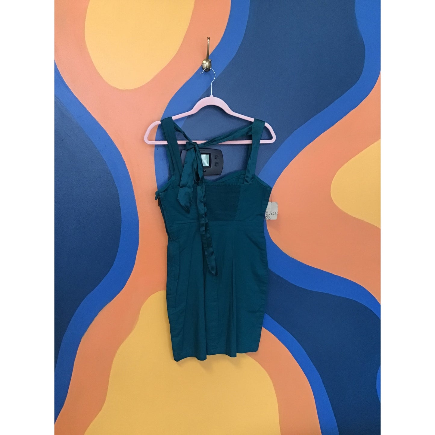 Free People Emerald Bodycon Mini Dress w/ Silver Black Embroidery Women's Size 4