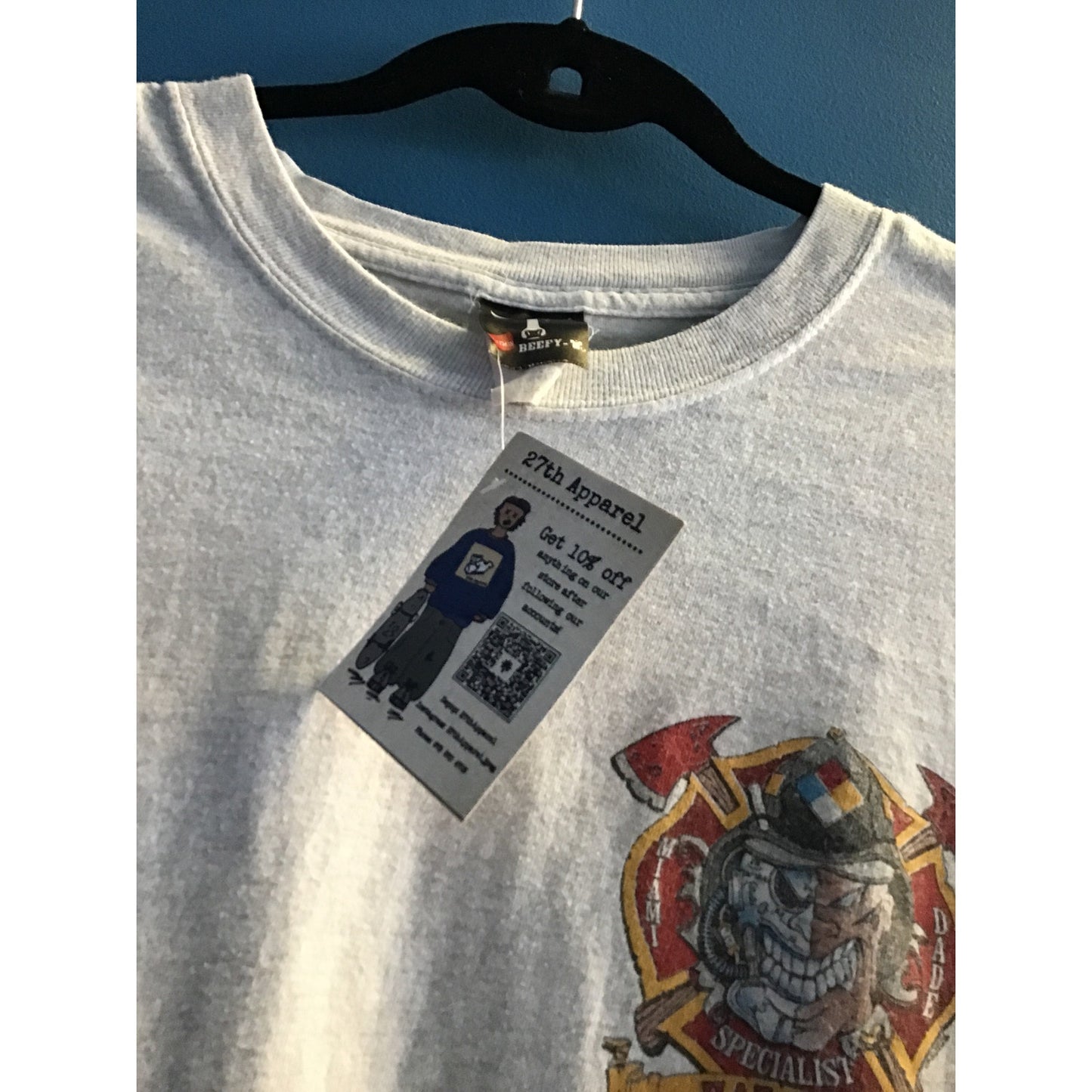 Hanes Miami Dade Specialist Haz Mat Graphic Print White Shirt Men's Size Large