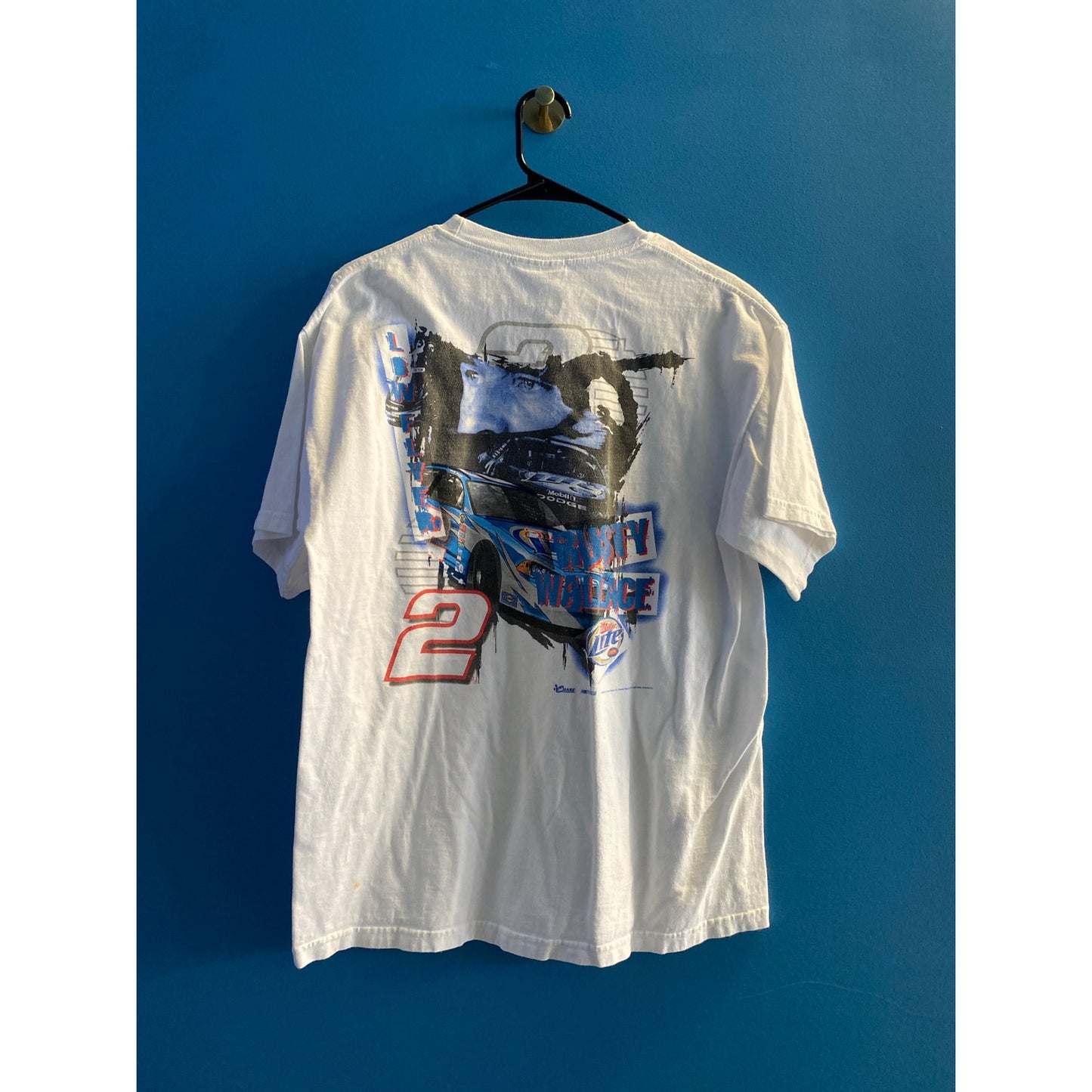Chase Authentics Rusty Wallace Race Team Miller Lite Nascar White Shirt Large