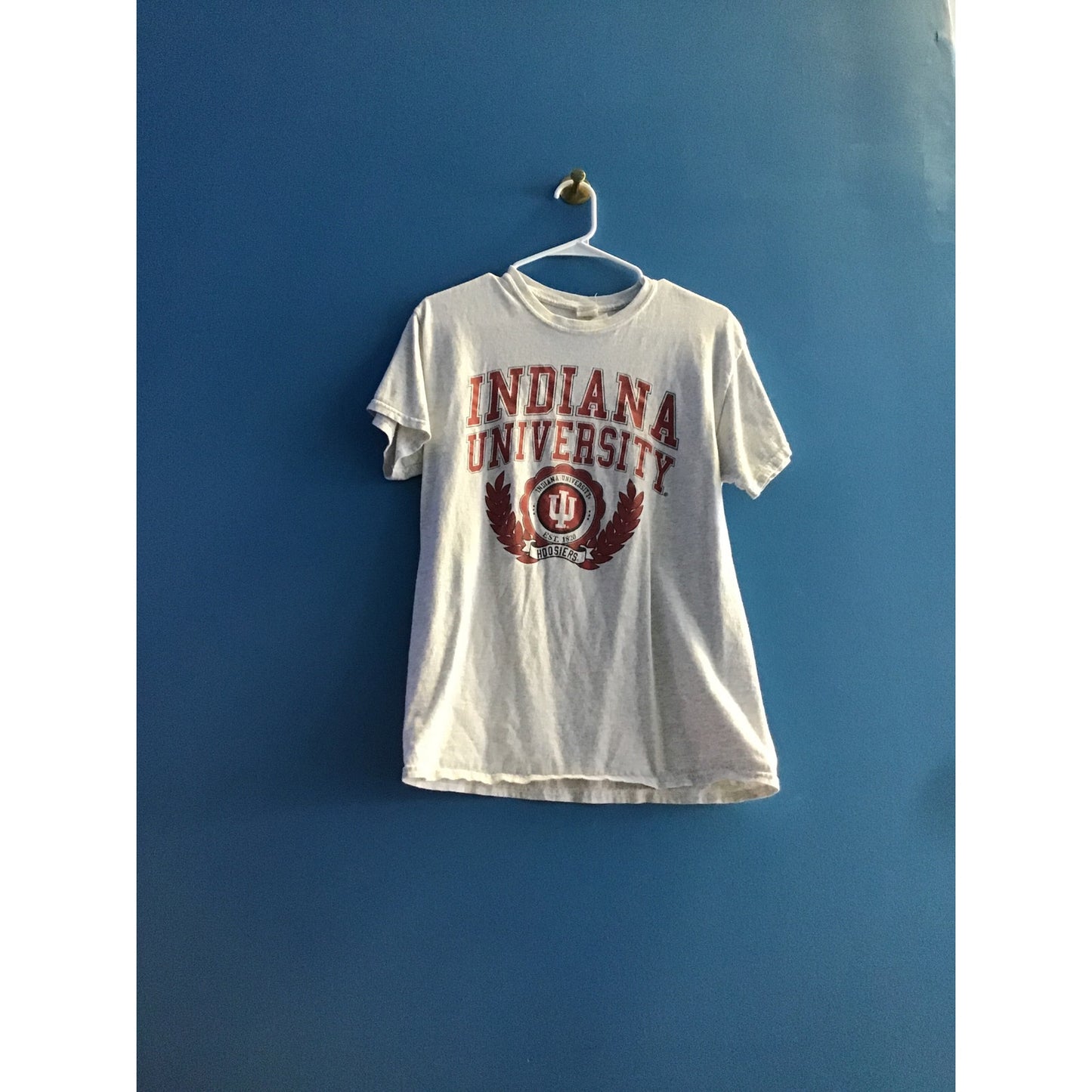 Gildan IU Indiana University Hoosiers Arch Print Gray Shirt Adult Size Medium