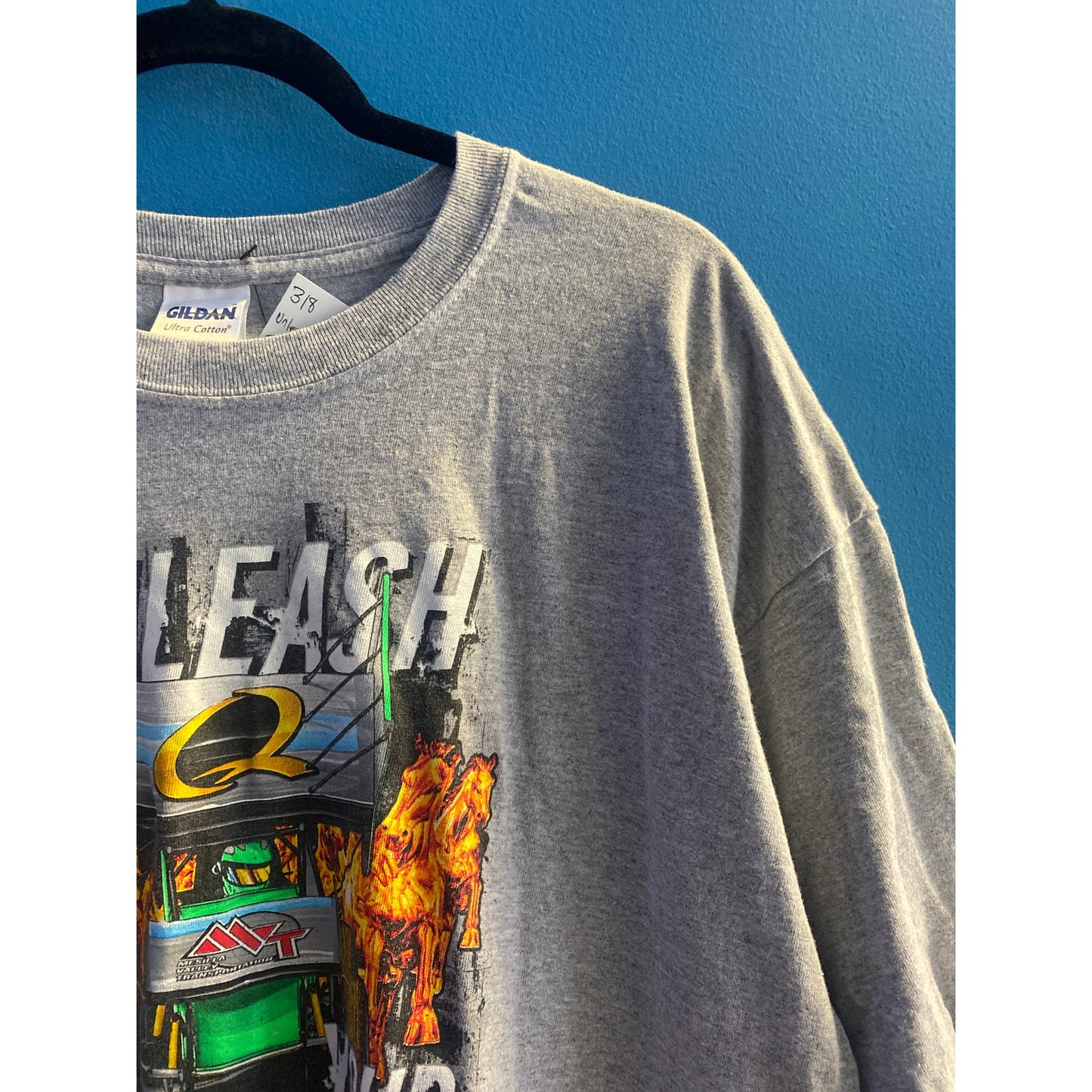 Gildan Unleash Horses All Your Horses Graphic Print Gray Shirt Crew Neck Mens XL
