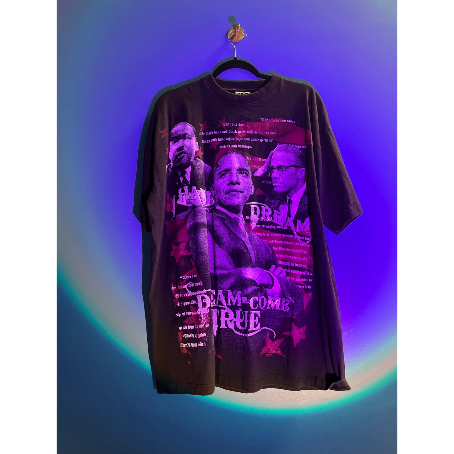 Vintage Obama MLK Malcolm X Rap Tee Dreams Come True T Shirt Mens Size 2X Tall