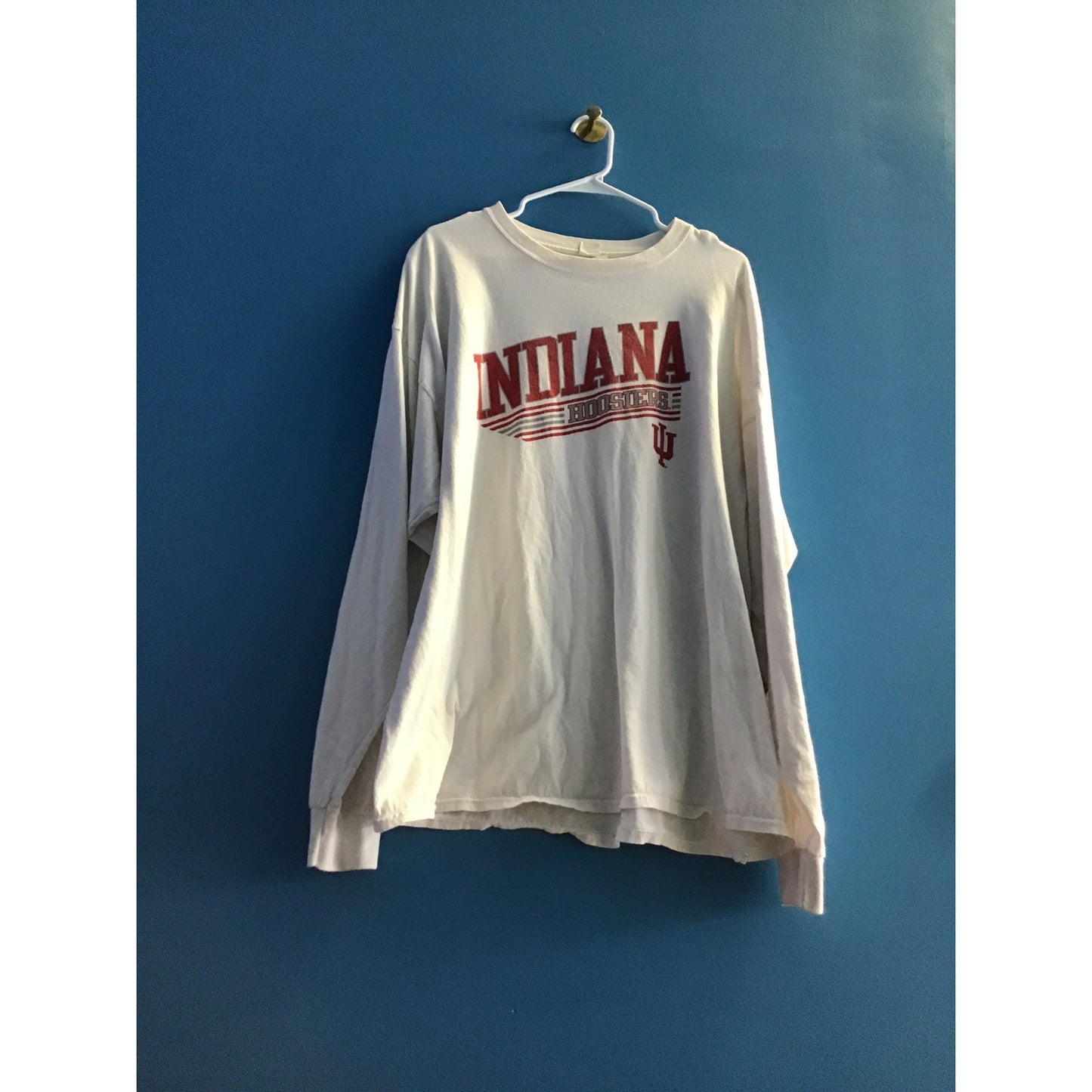 Hanes IU Indiana Hoosiers Logo Long Sleeve White Shirt Adult Size 3XL