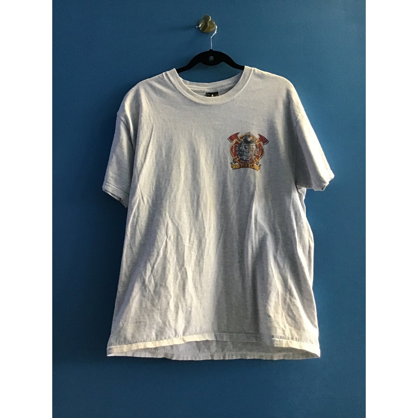 Hanes Miami Dade Specialist Haz Mat Graphic Print White Shirt Men's Size Large