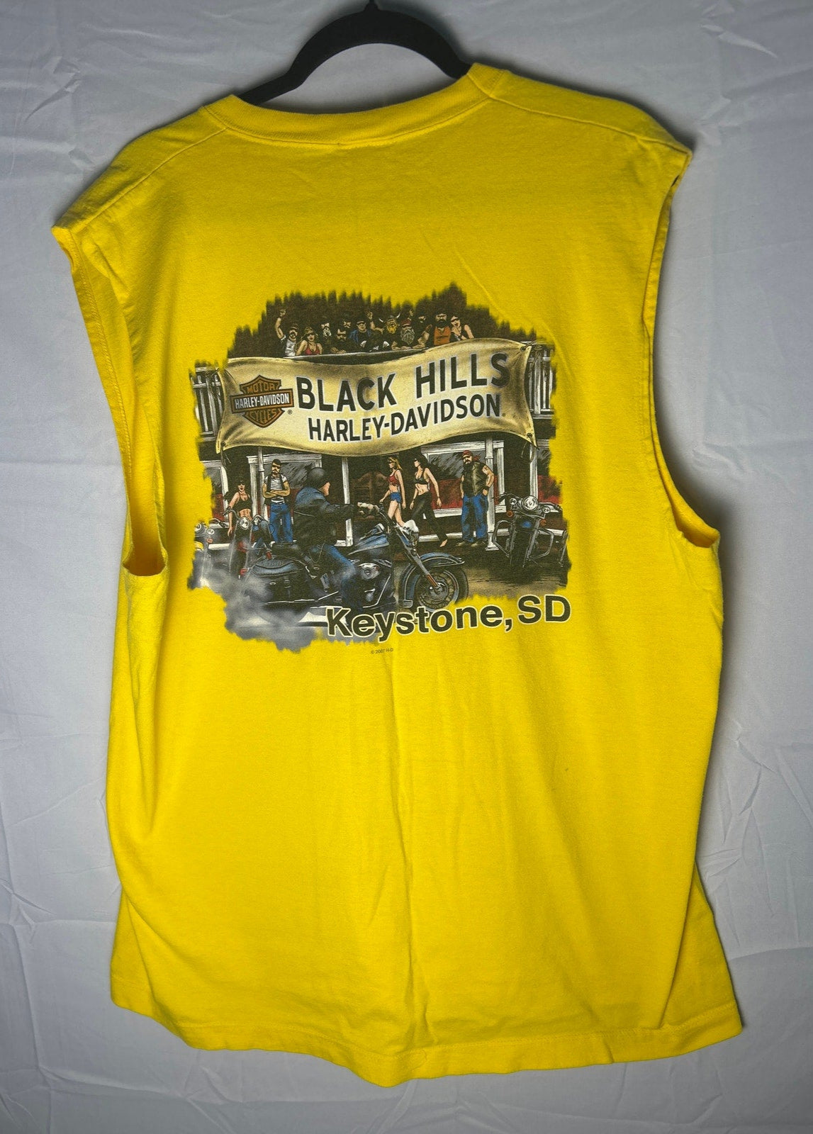Harley Davidson 2007 Black Hills Rally Sturgis KEYSTONE, SD Yellow Tank Shirt XL