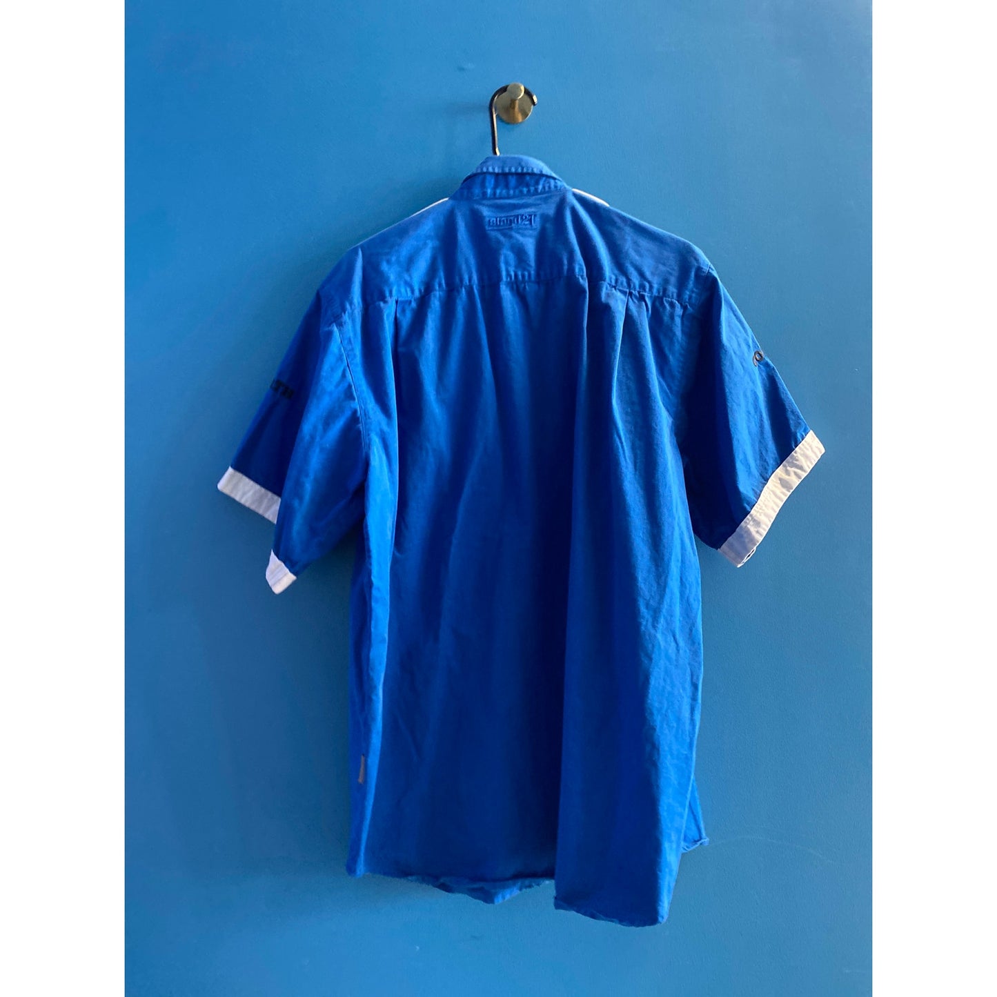 FORD Racing Team Castrol Cart Crew Blue Button Up Short Sleeve Shirt Men's 2X