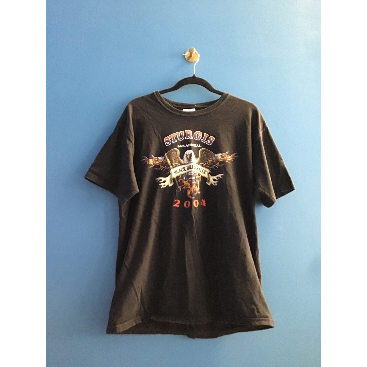 Hanes 2004 STURGIS 64th Annual Black Hills Rally Print Black Shirt Adult Large