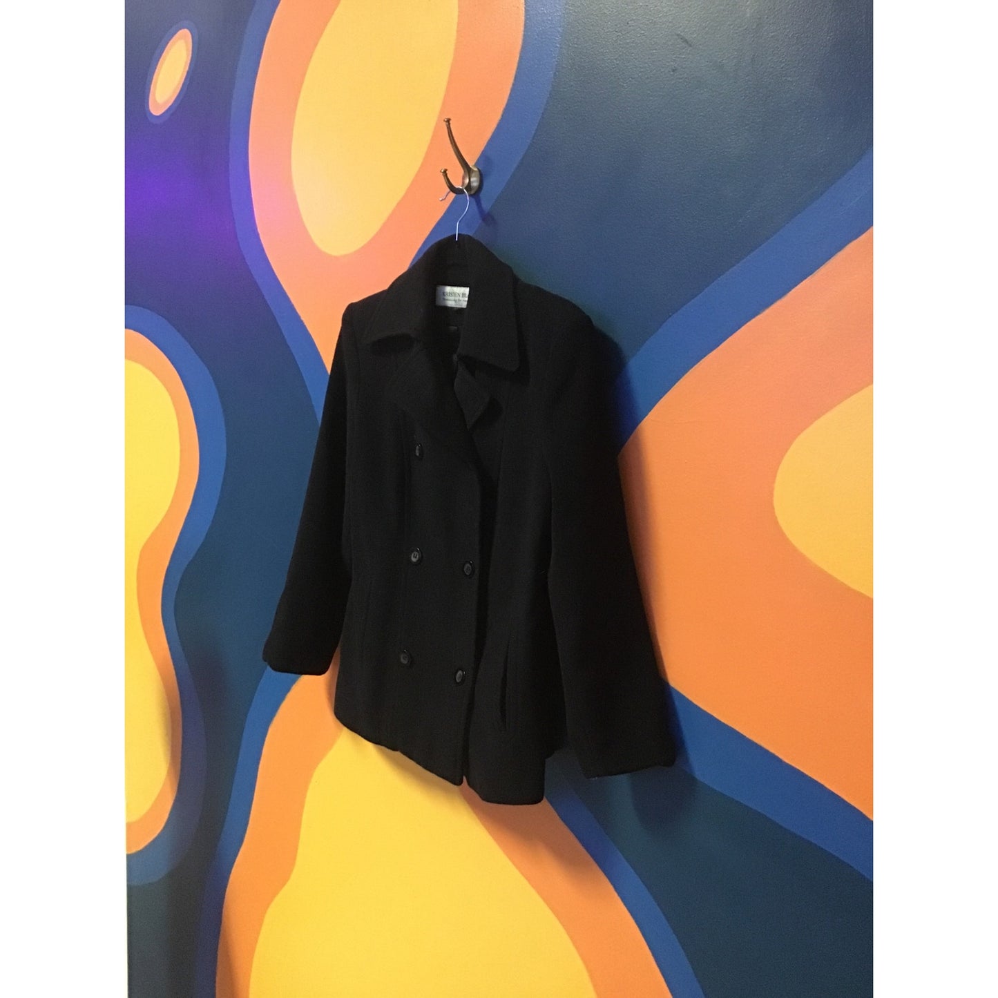 Kristen Blake Black Double Breasted Pea Coat Jacket Womens Size Small