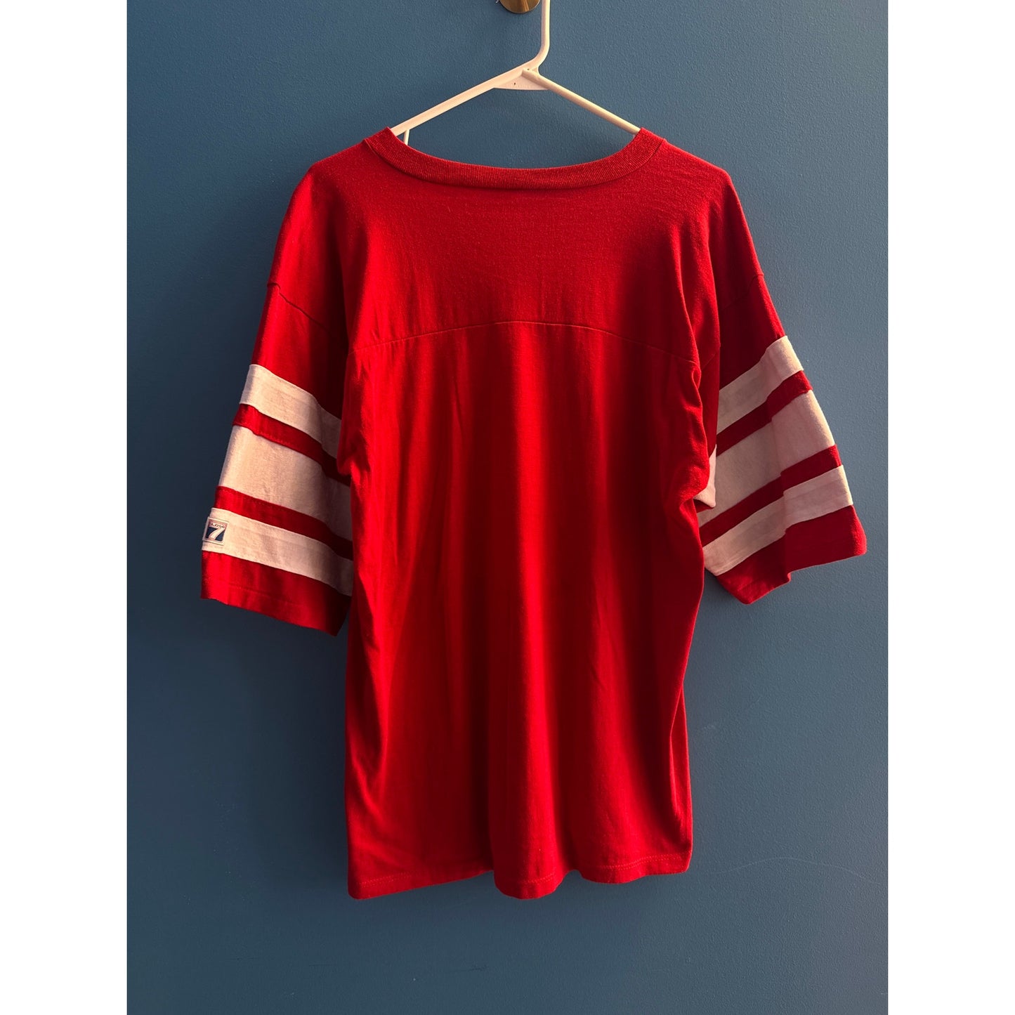 Vintage Logo 7 NFL San Francisco 49ers Jersey Shirt V-neck Men's Size Large