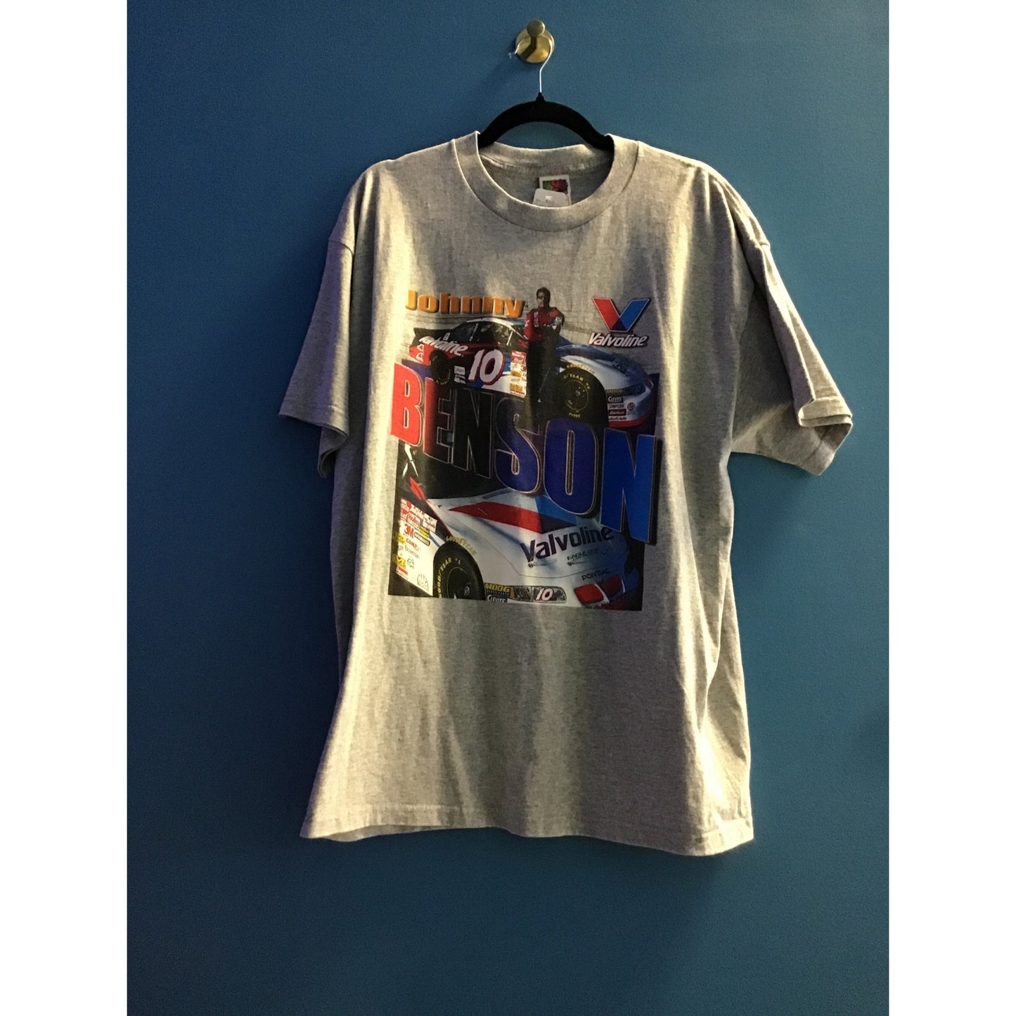 Fruit of the Loom Johnny Benson Valvoline NASCAR Gray Shirt Men's Size XL