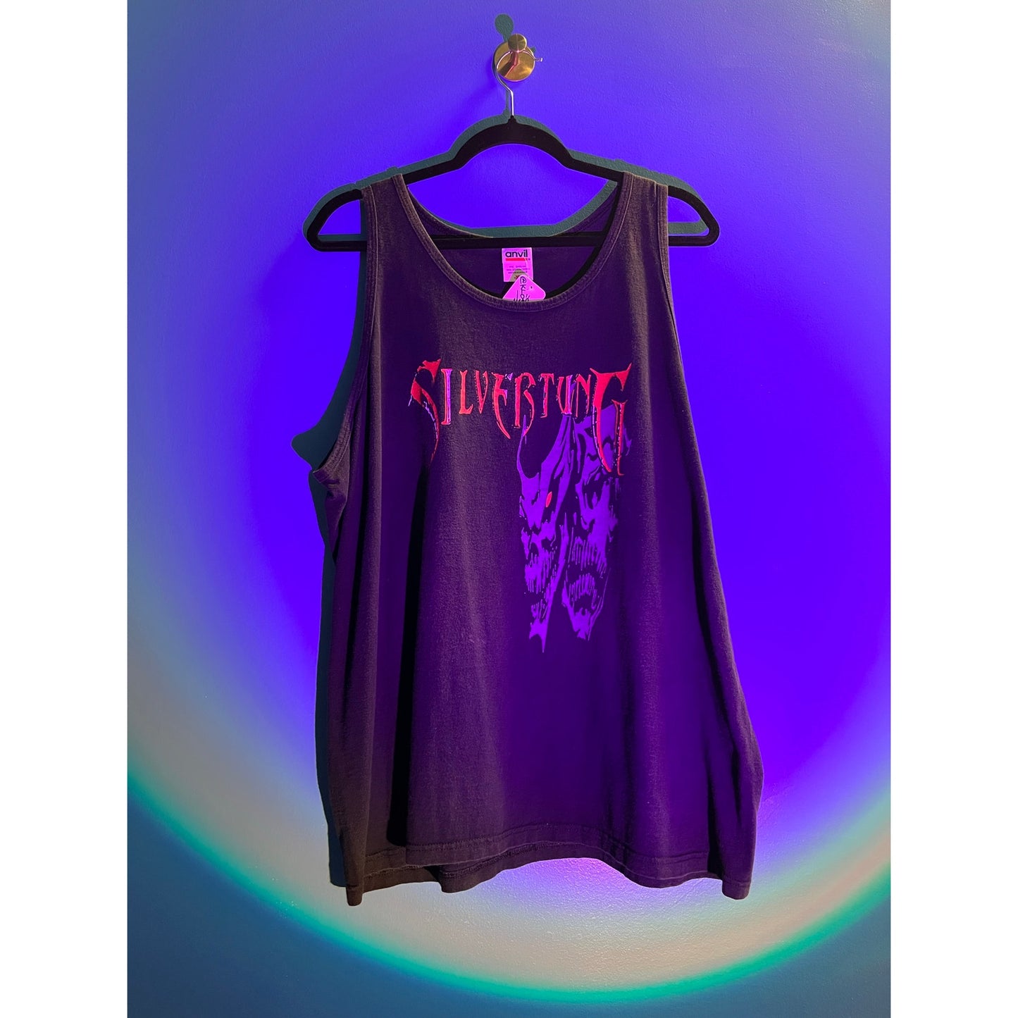Anvil Silver Stung Graphic Print Tank Top Black Women's Size XL