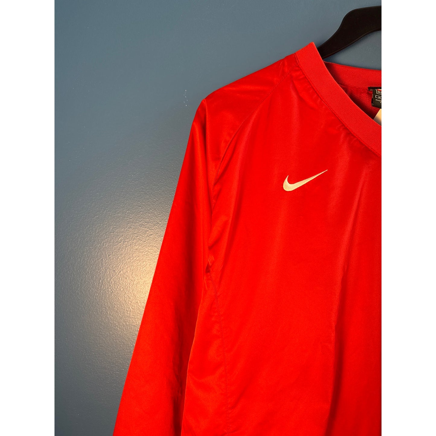 90s Vintage Nike Red V-Neck Pullover Windbreaker Jacket Logo Print Mens Medium