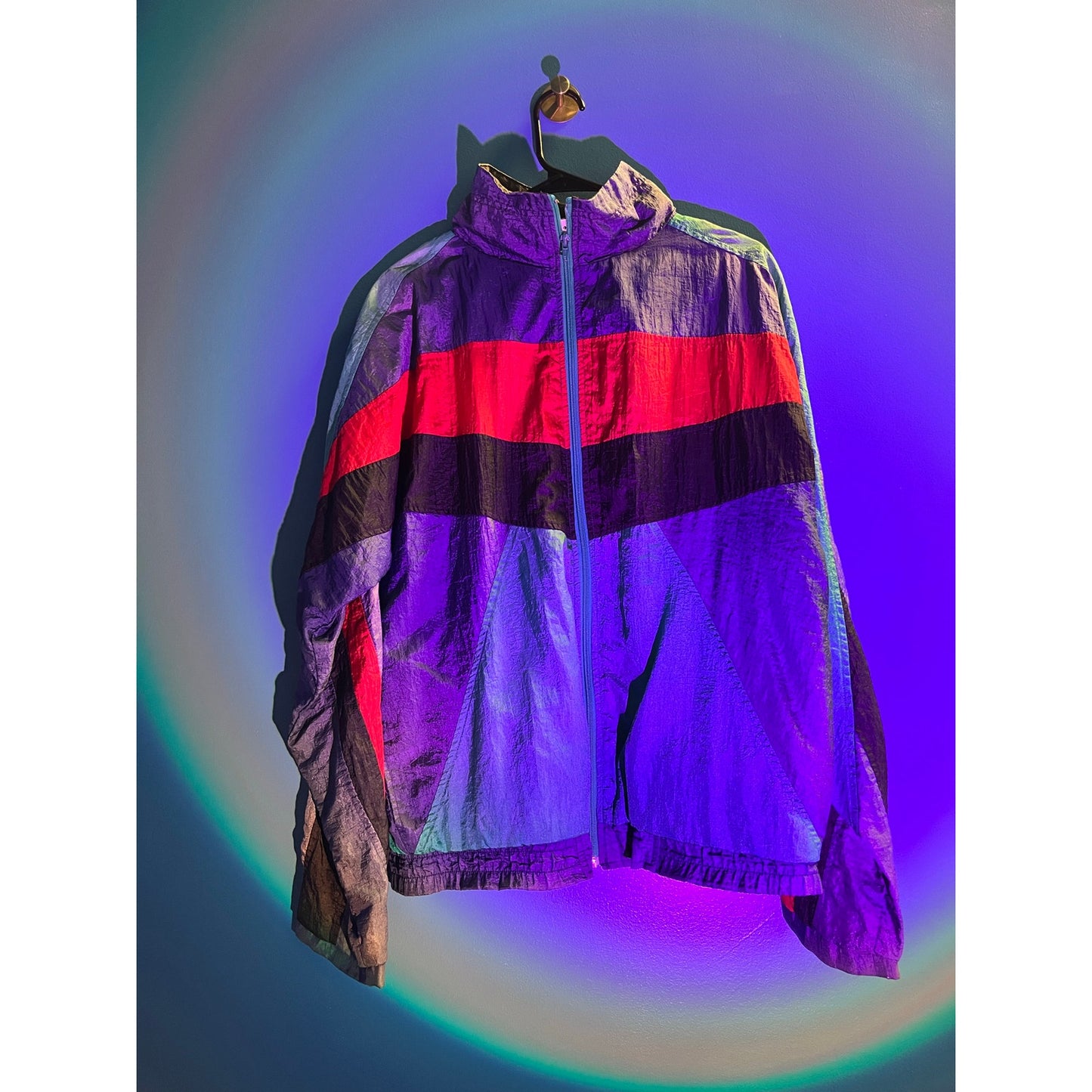 80's Vintage Colorblock Full Zip Windbreaker Jacket Men's Size Medium
