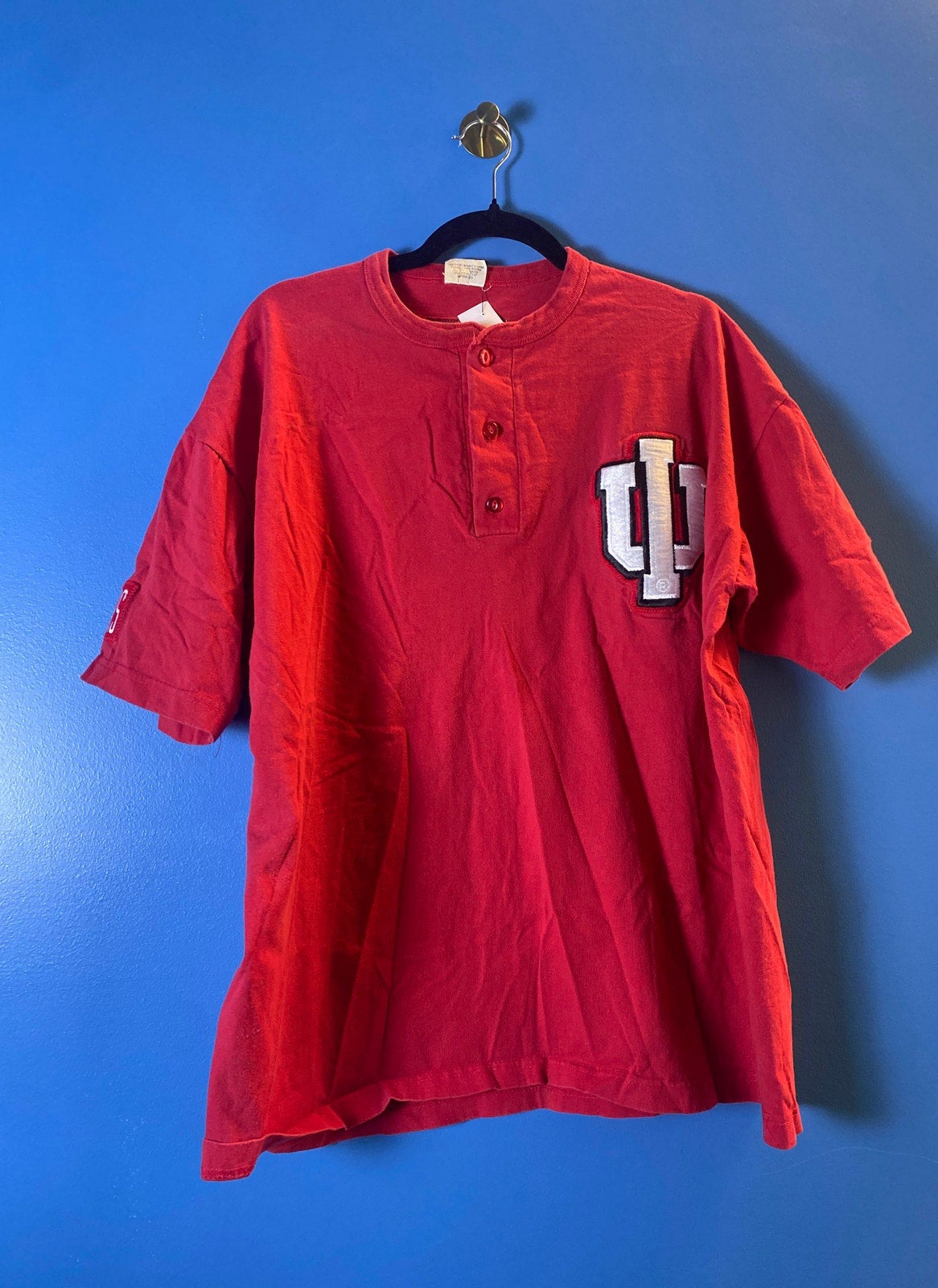 Vintage Pro Line Indiana Hoosier Logo Embroidered Quarter Buttons Tee Shirt XL