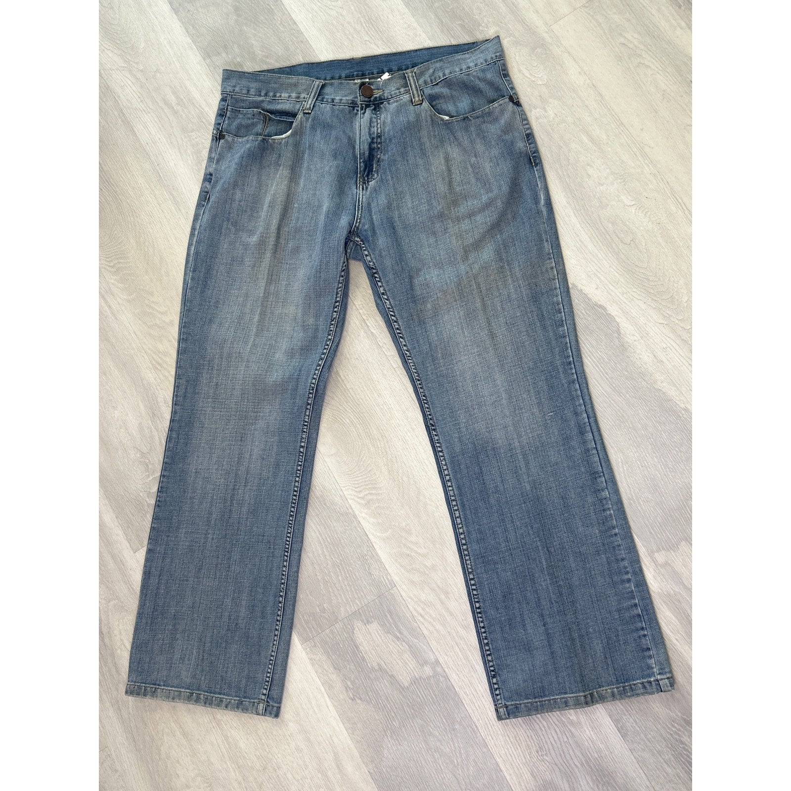 Miskeen Original Blue Denim Light Wash Straight Leg Jeans Men's Soze 40/34