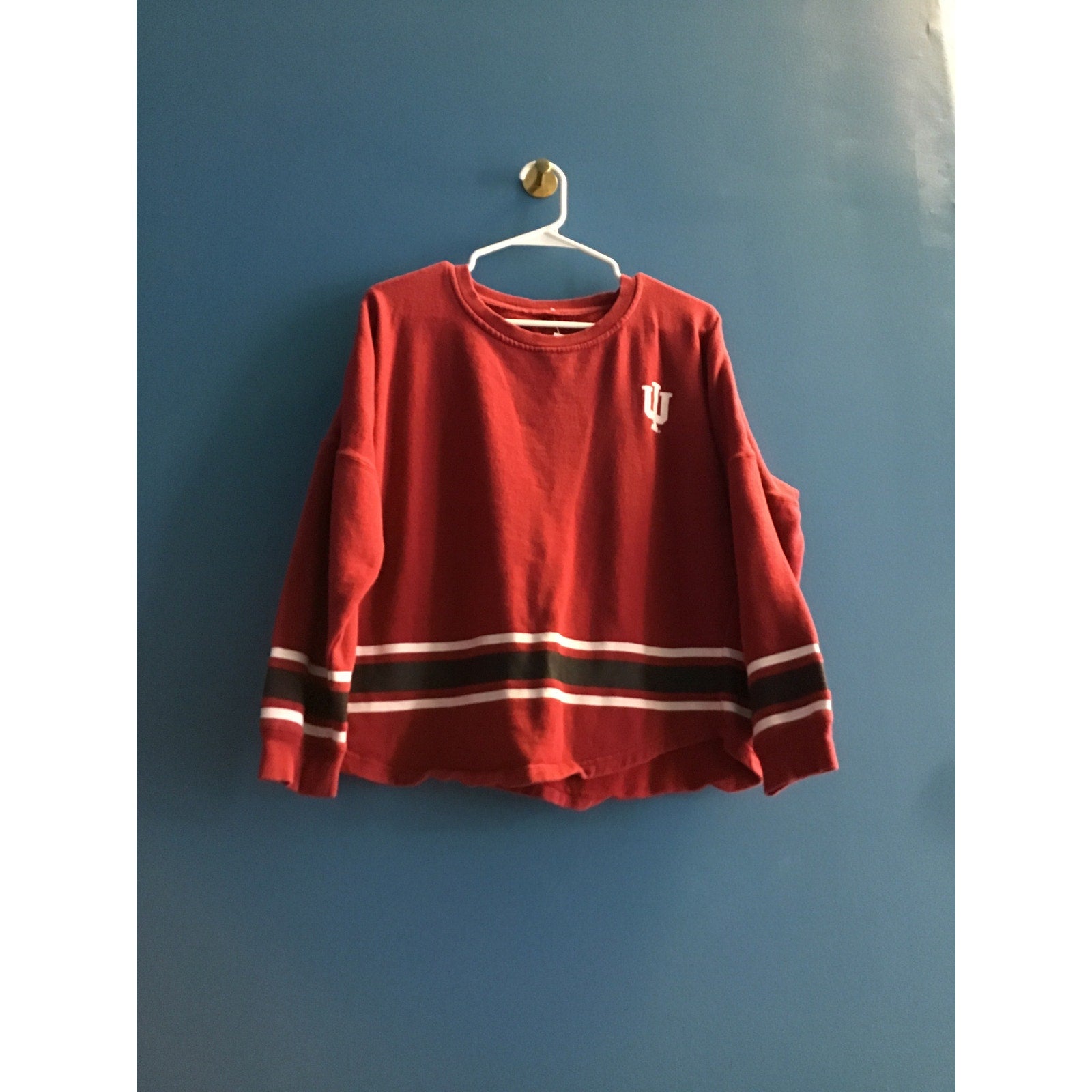 Pink IU Hoosiers Logo Print Pullover Long Sleeve Sweatshirt Women's Size Large