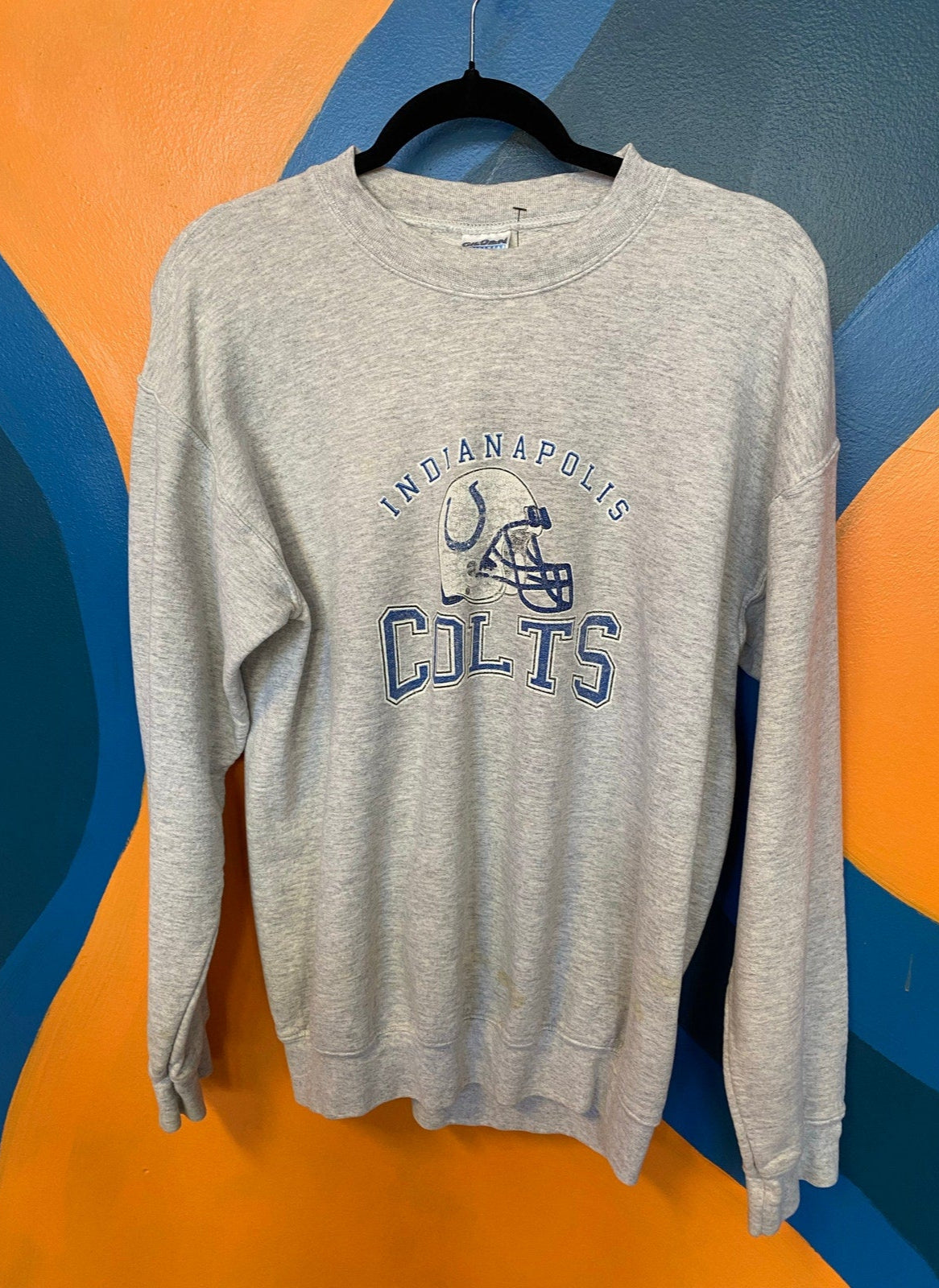 Gildan NFL Indianapolis Colts Logo Print Crew Neck Gray Sweatshirt Men's Size M