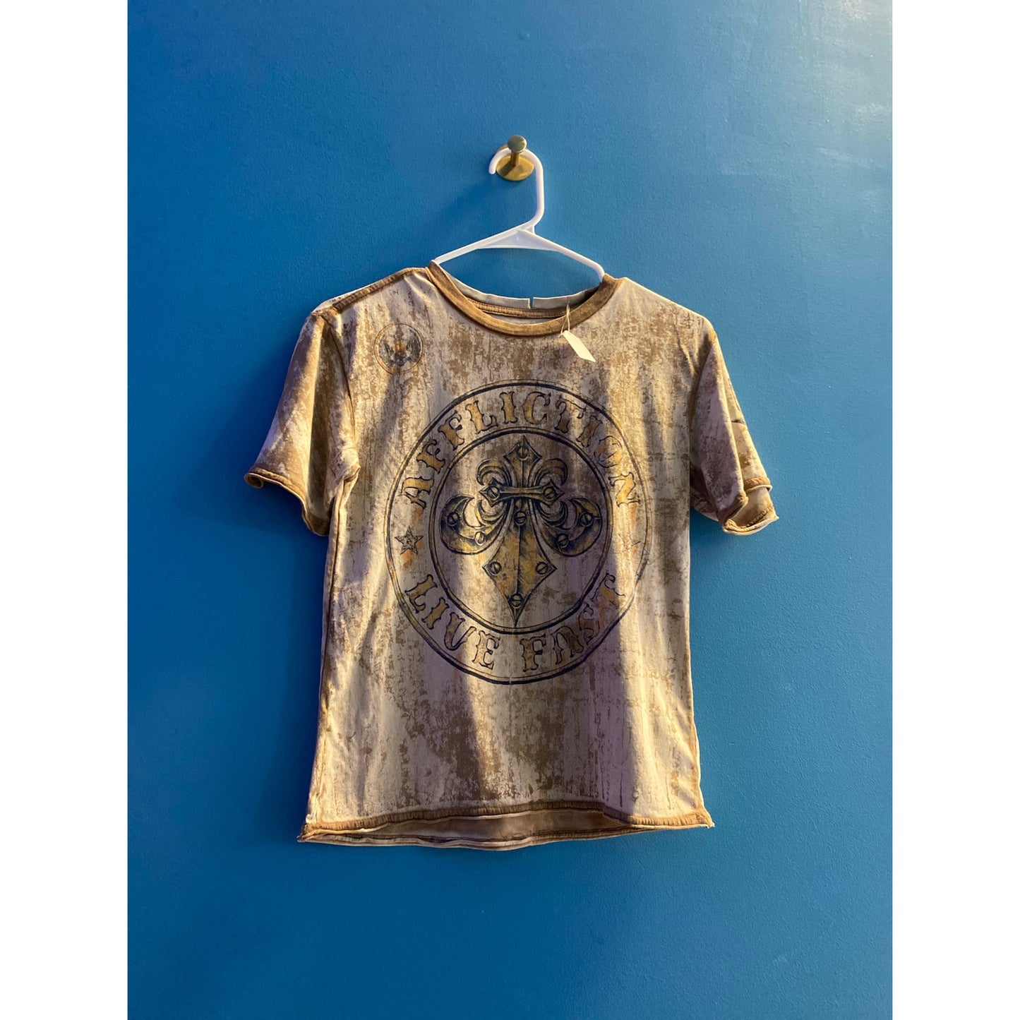 Vintage Y2K Affliction Live Fast Brown T-Shirt Women's Size Small
