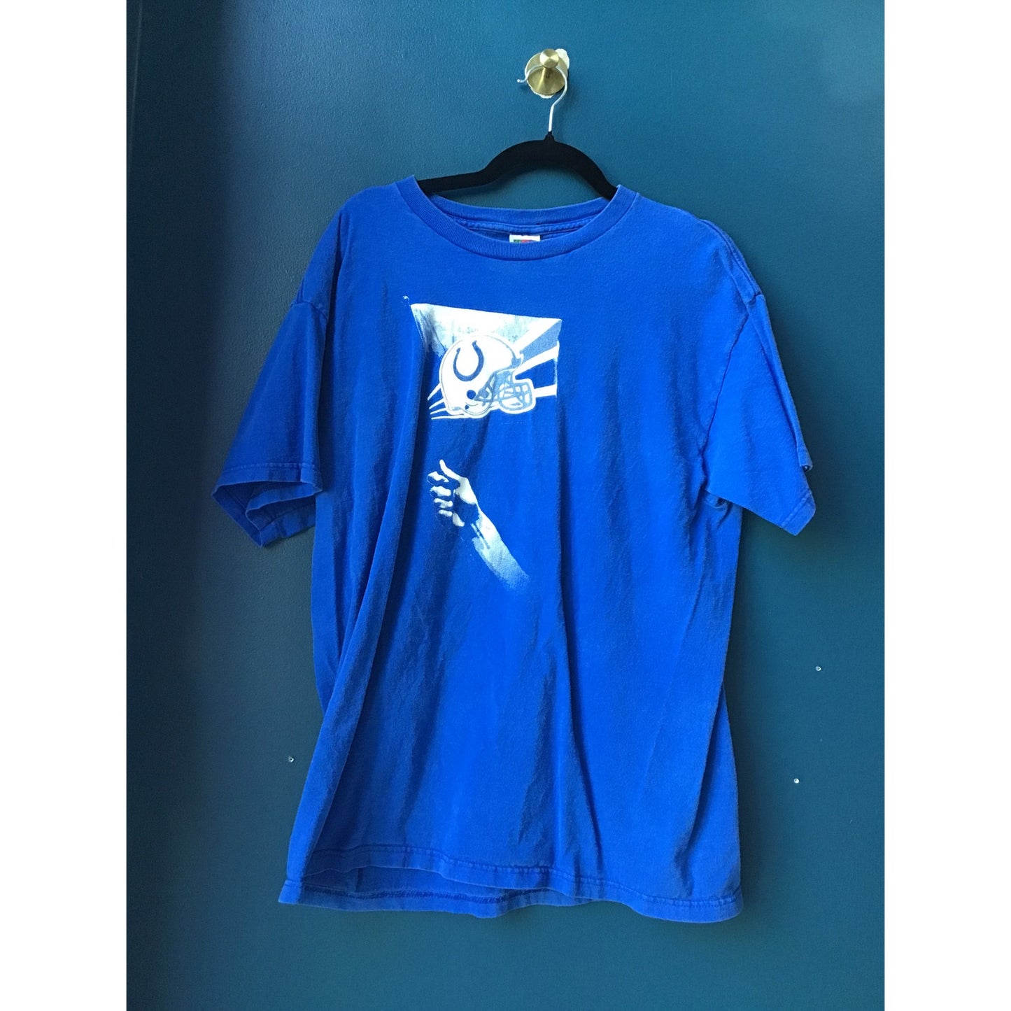 Fruit of the Loom Y2K Indianapolis Colts Helmet Blue Shirt Men's Size XL