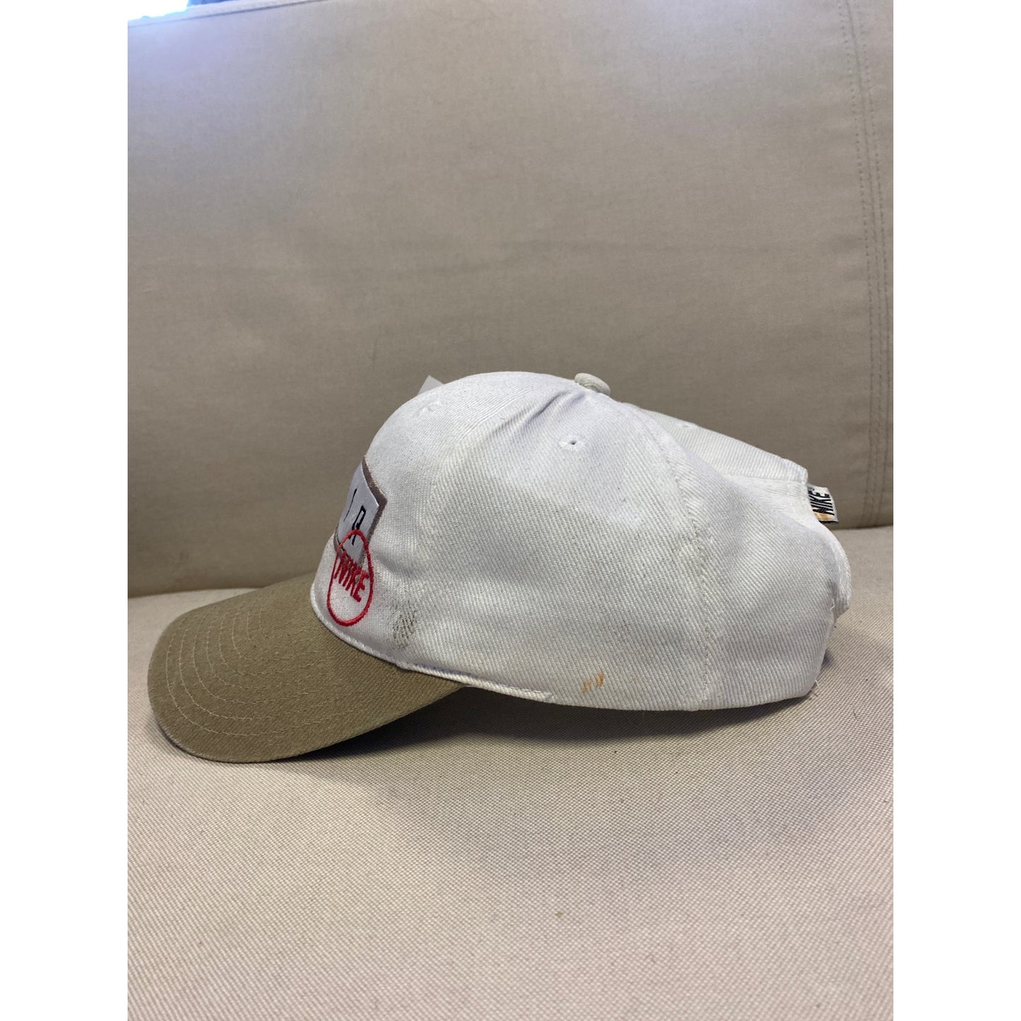 Vintage Nike 80s 90s Nike AIR Hat Cap Embroidered White Brown Snapback